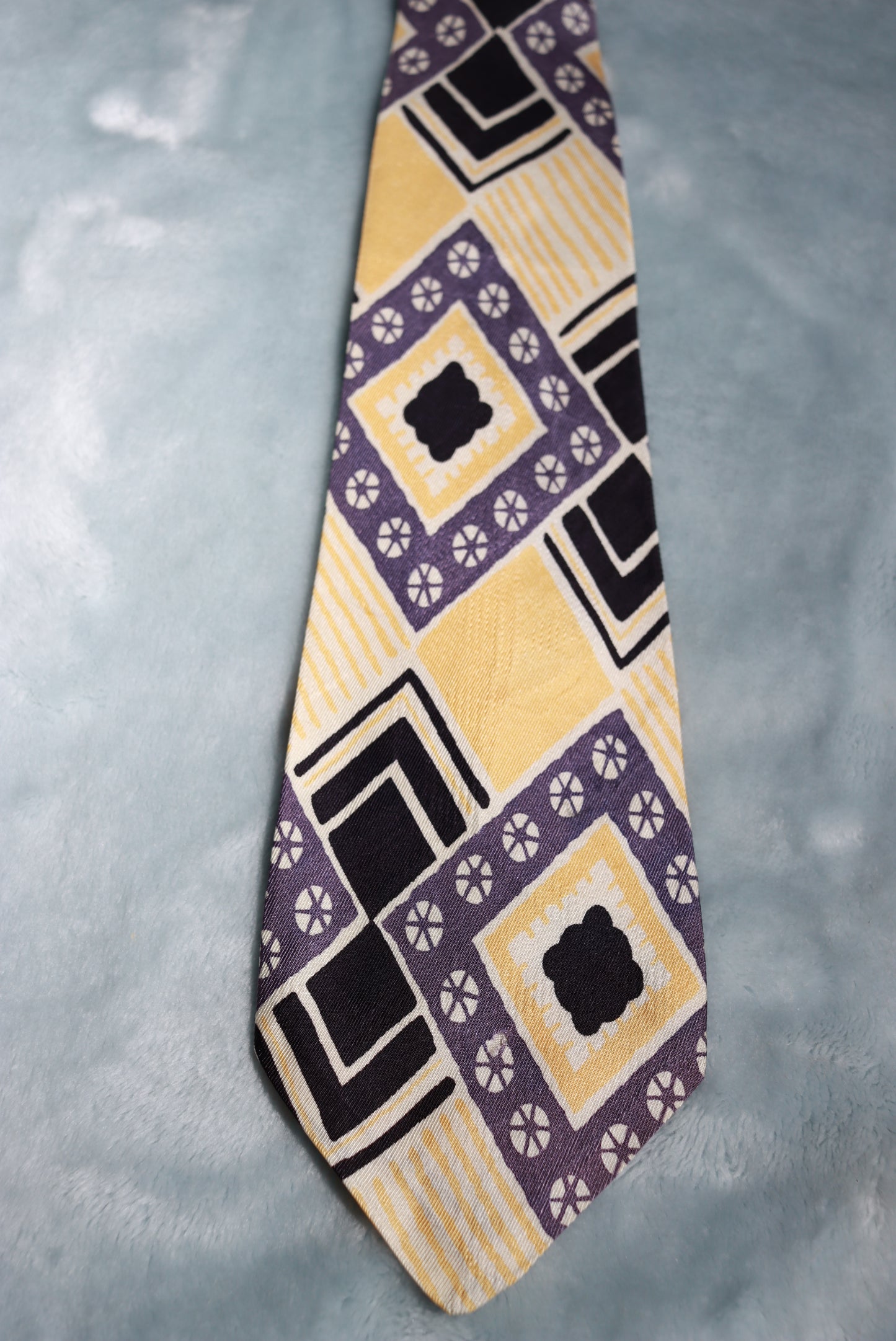 Vintage Pale Yellows Black and Grey Geometric Swing Tie 1940s/50s