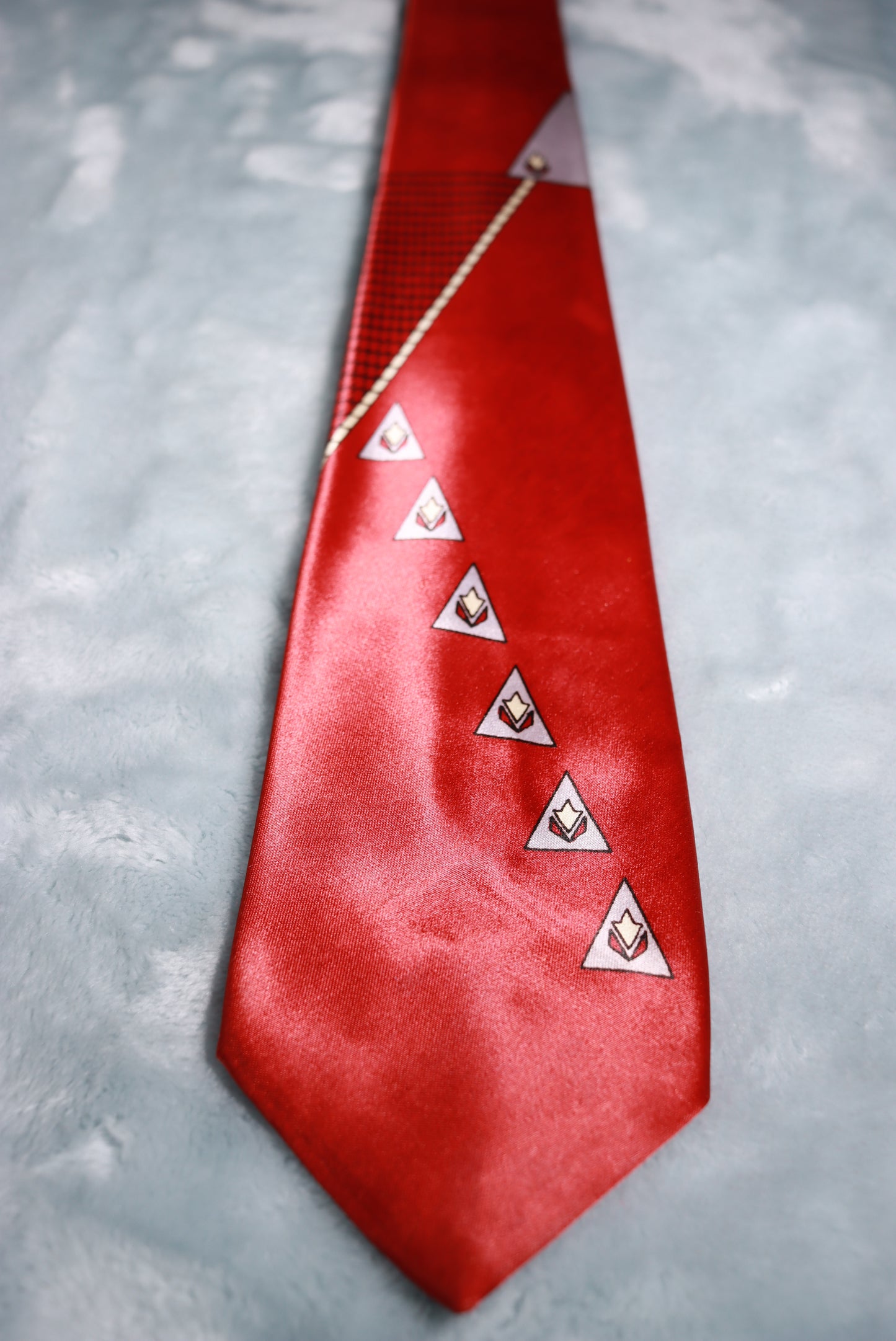 Vintage Beau Brummel Acetate Dark Red and Grey Tie