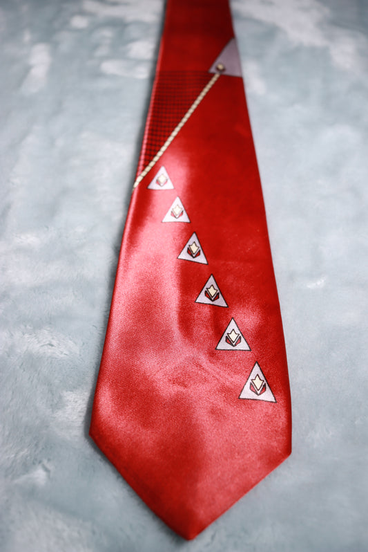 Vintage Beau Brummel Acetate Dark Red and Grey Tie