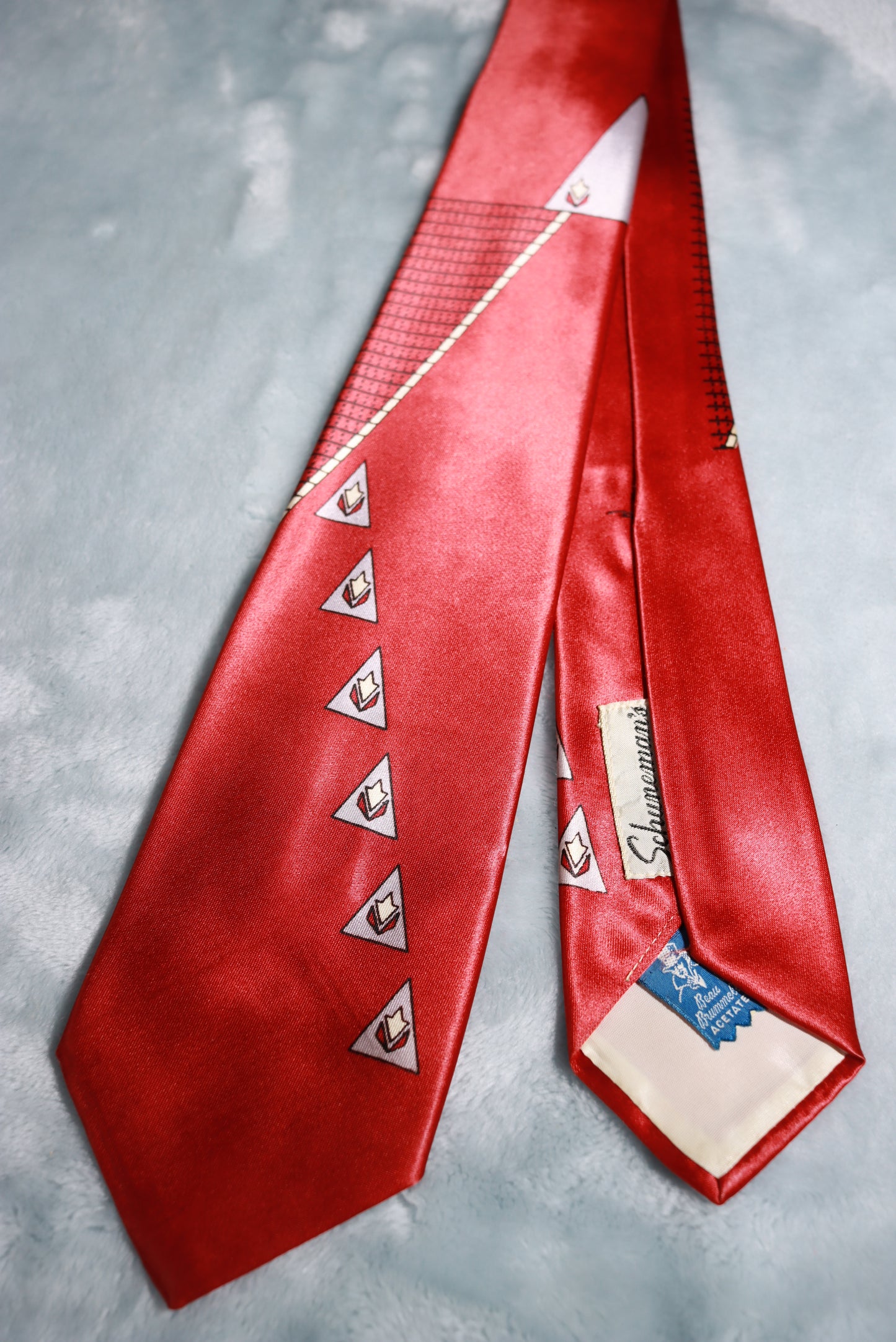 Vintage Beau Brummel Acetate Dark Red and Grey Tie