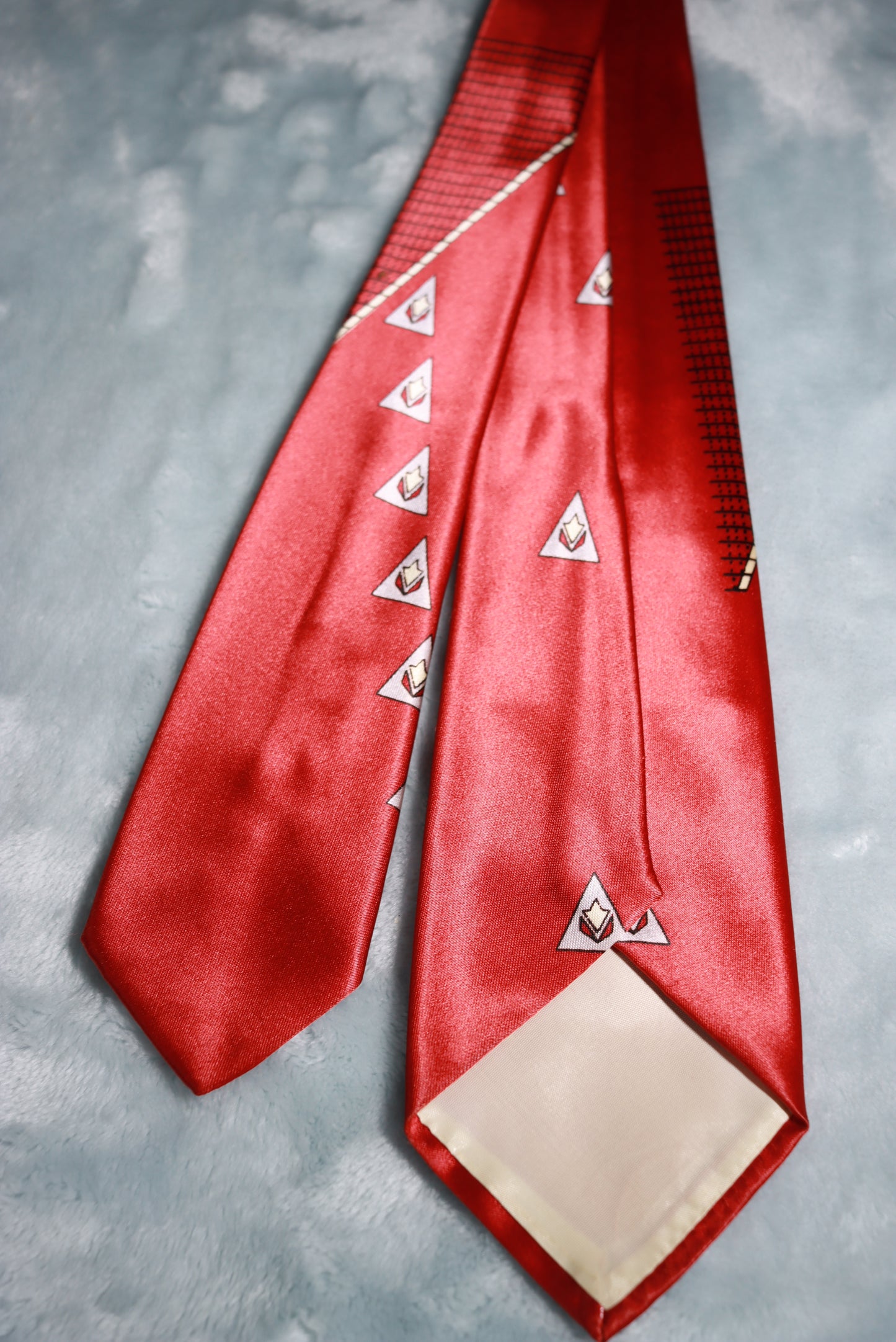 Vintage Beau Brummel Acetate Dark Red and Grey Tie