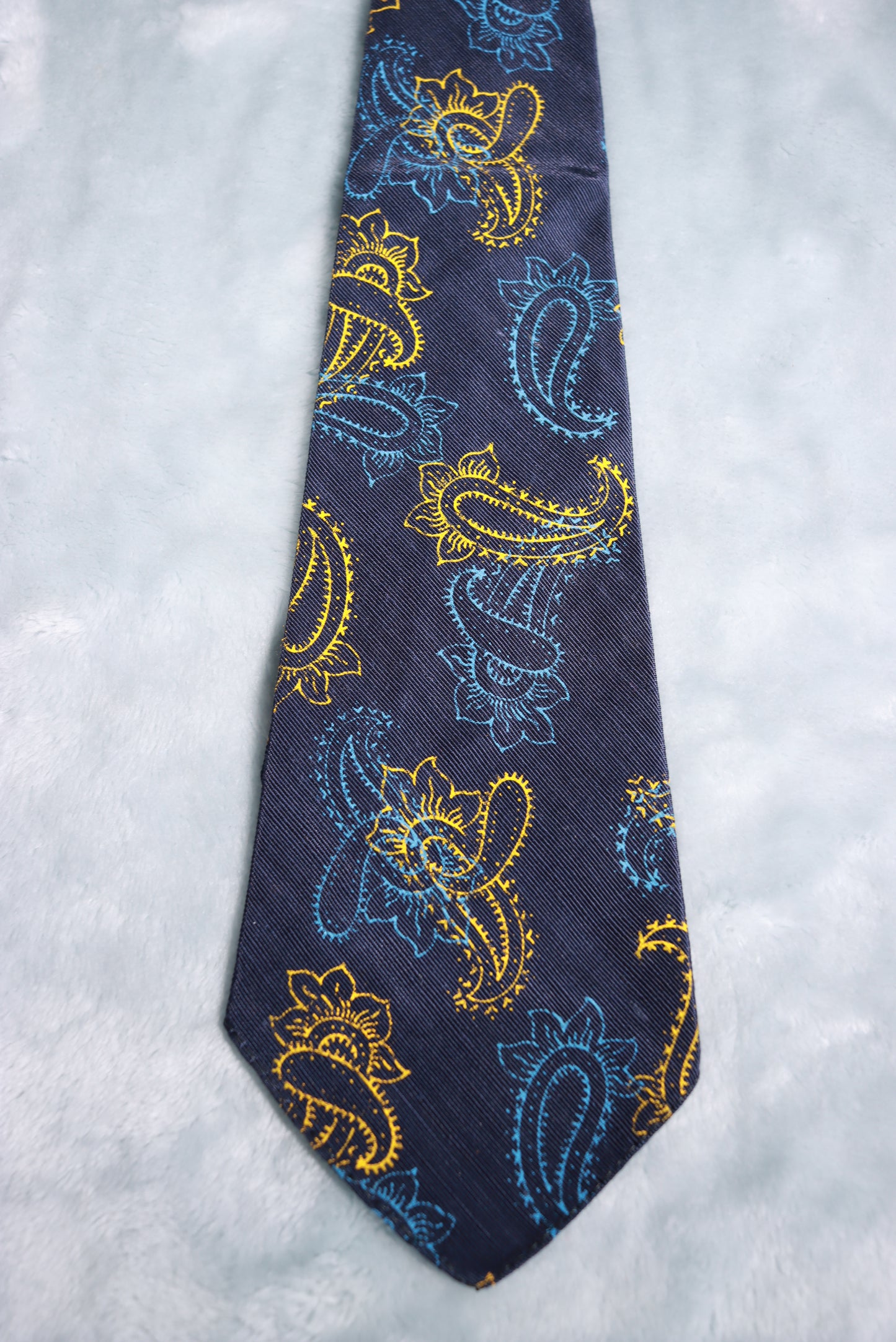 Vintage Manley Blue Gold Paisley With Tag Swing Tie 1940s/50s