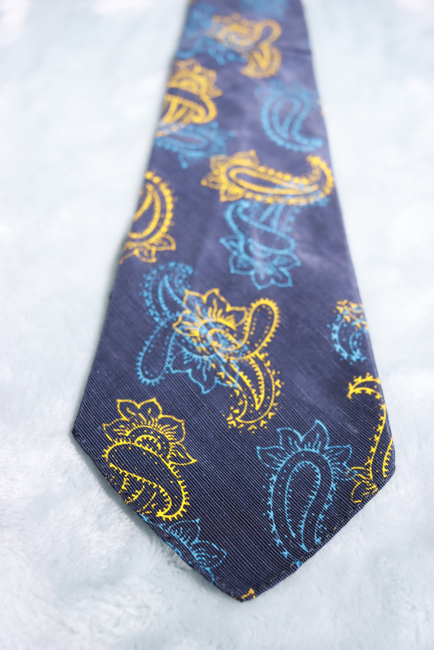 Vintage Manley Blue Gold Paisley With Tag Swing Tie 1940s/50s