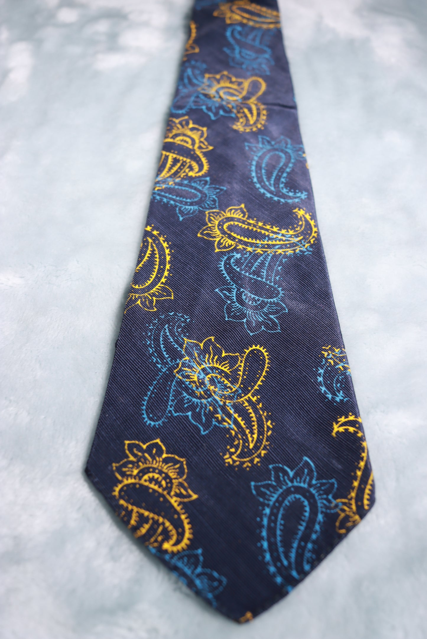 Vintage Manley Blue Gold Paisley With Tag Swing Tie 1940s/50s