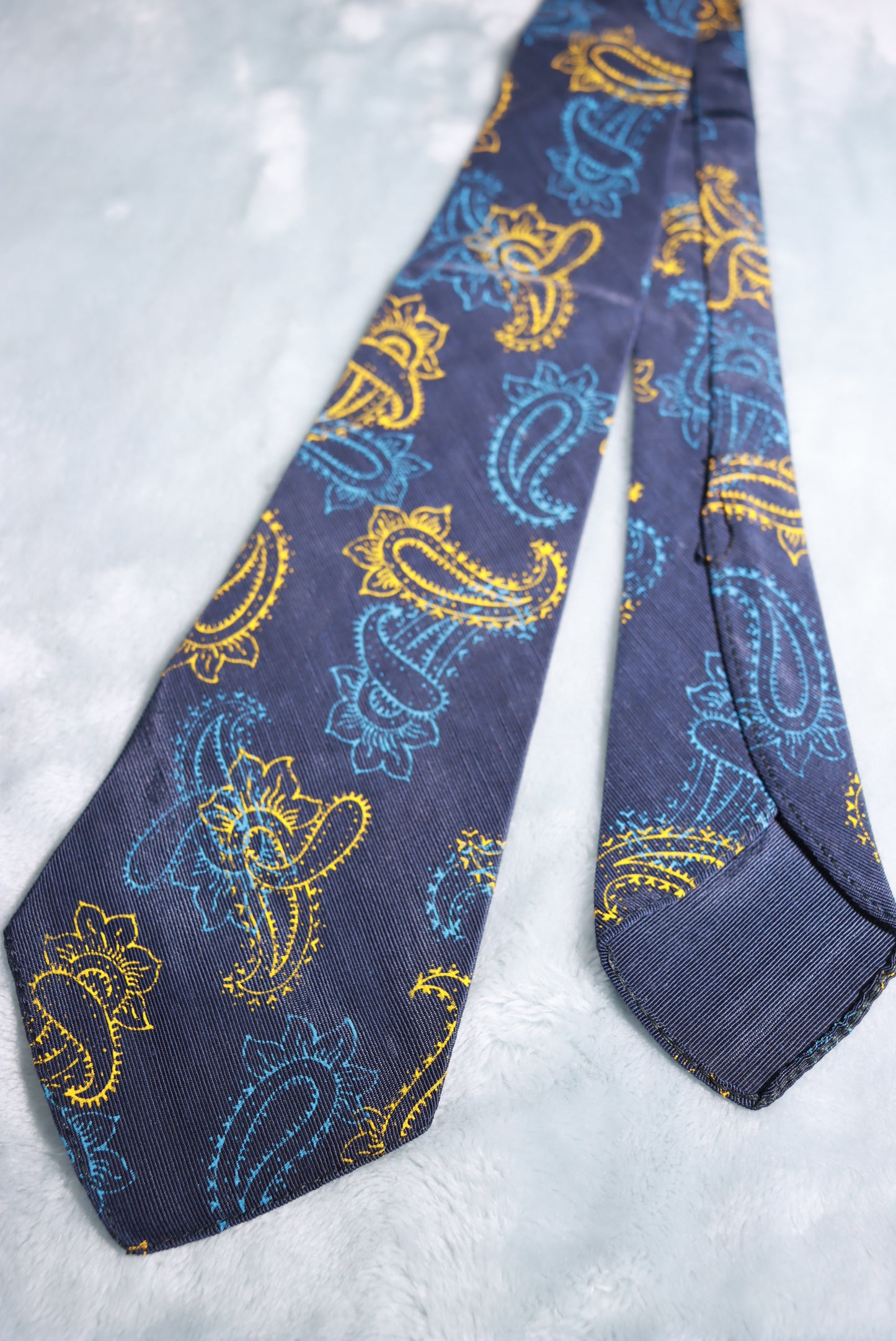 Vintage Manley Blue Gold Paisley With Tag Swing Tie 1940s/50s
