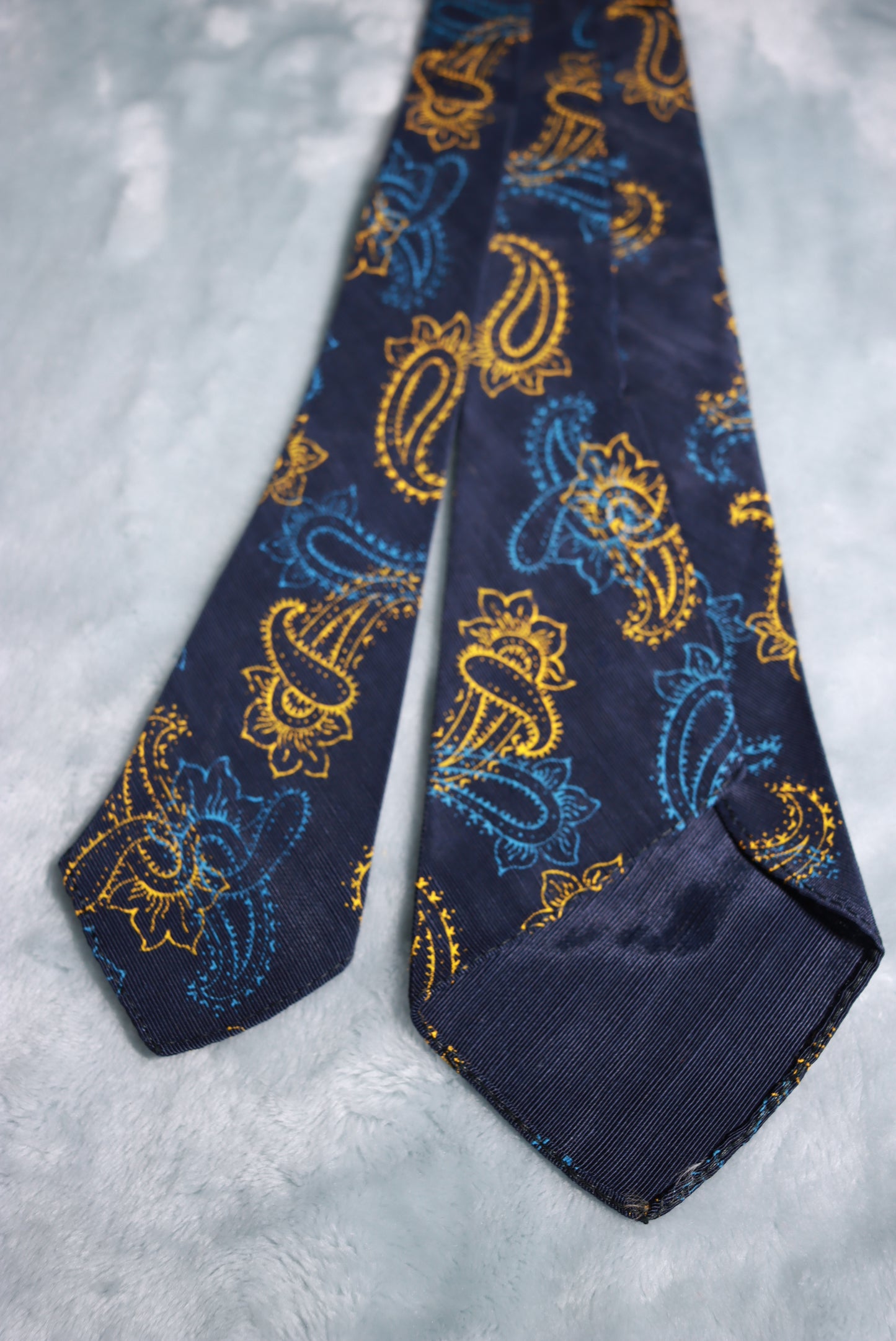 Vintage Manley Blue Gold Paisley With Tag Swing Tie 1940s/50s
