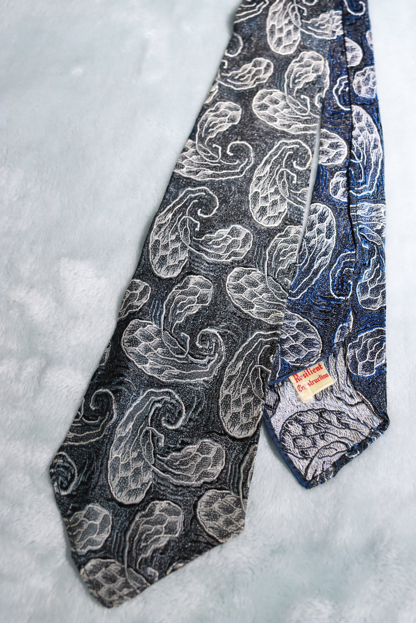 Vintage Resilient Construction Blue Woven Pattern Swing Tie 1940s/50s