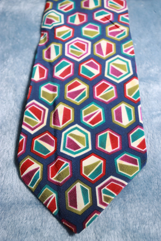 Vintage Tricolor Hexagon Pattern Rooster All Silk