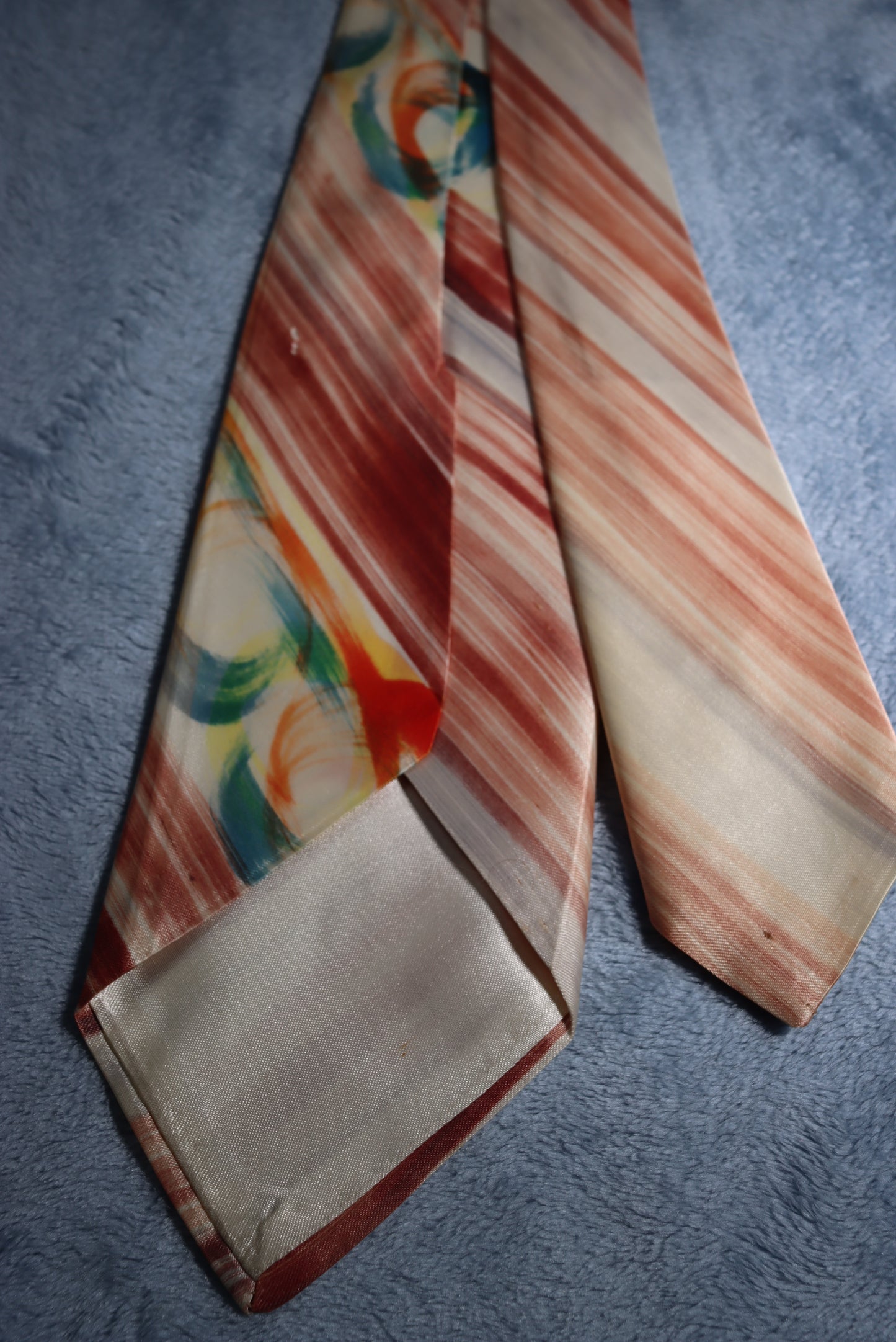 Hand Painted Stripes and Swirls Vintage Swing Tie 1940s/50s