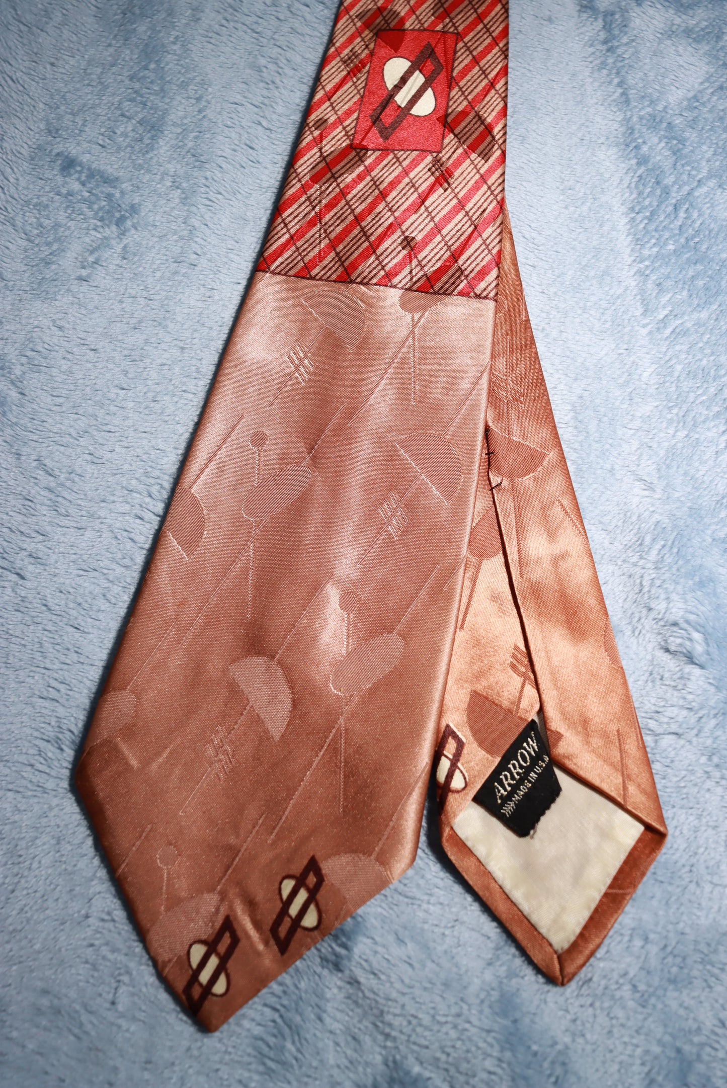 Arrow Dusky Pink Art Deco Jacquard Vintage Tie