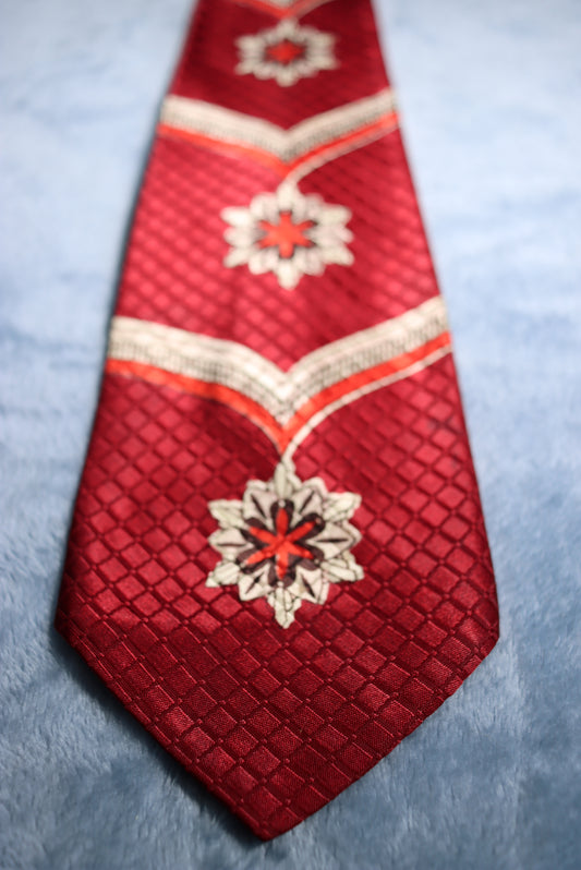 Burgundy Triple Medal Vintage Swing Tie 1940s/50s