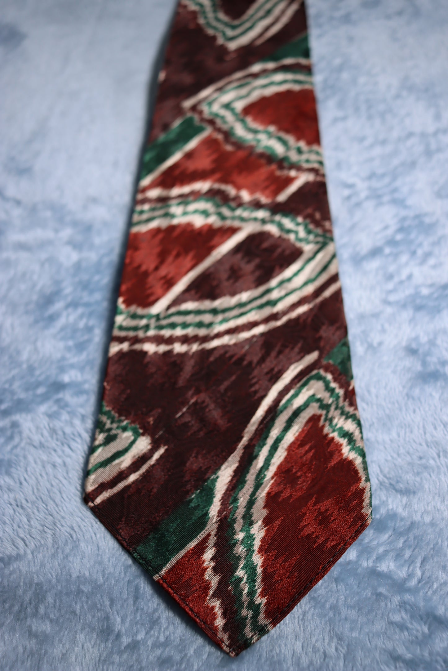 Browns and Greens Jagged Circles Vintage Swing Tie 1940s/50s