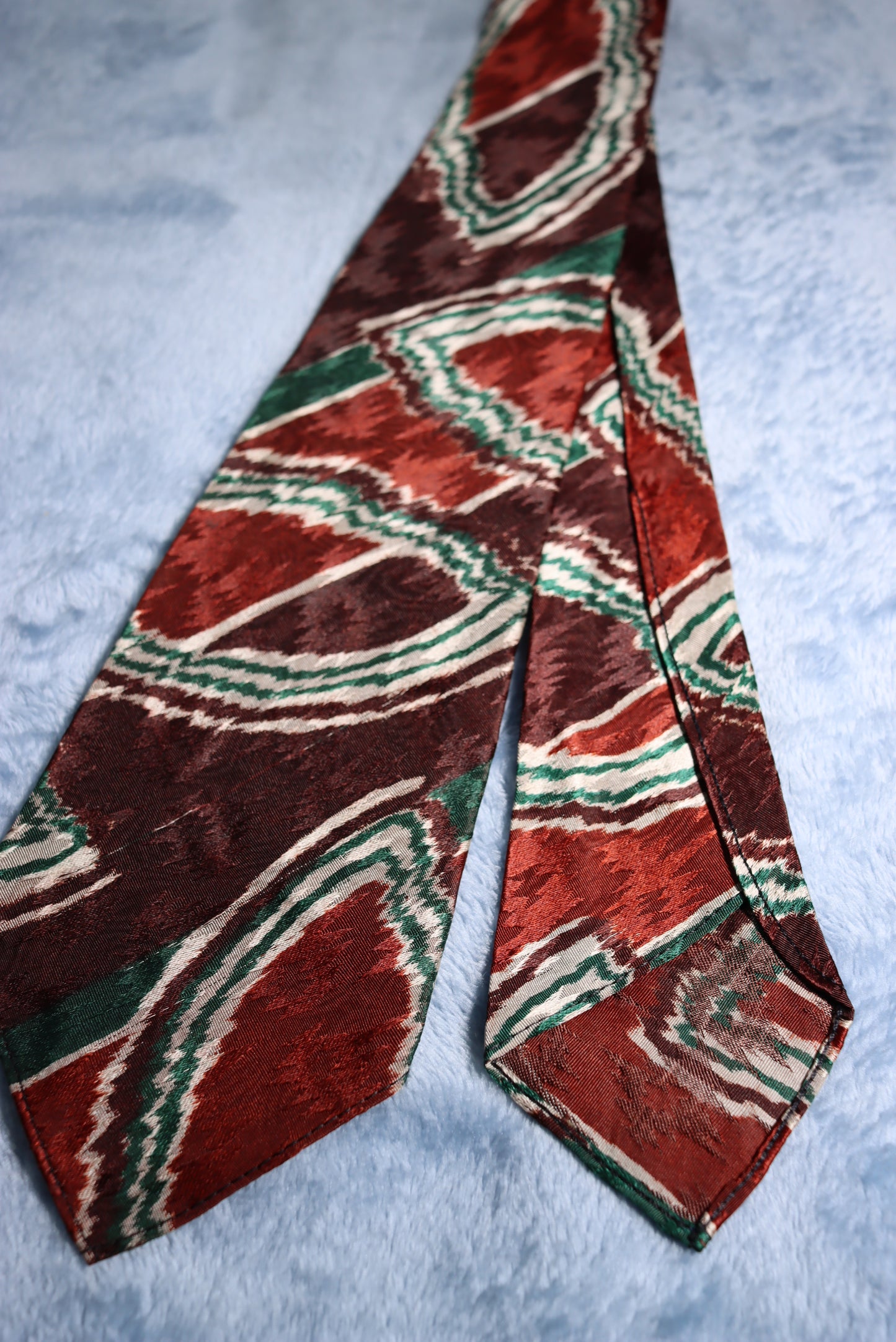 Browns and Greens Jagged Circles Vintage Swing Tie 1940s/50s