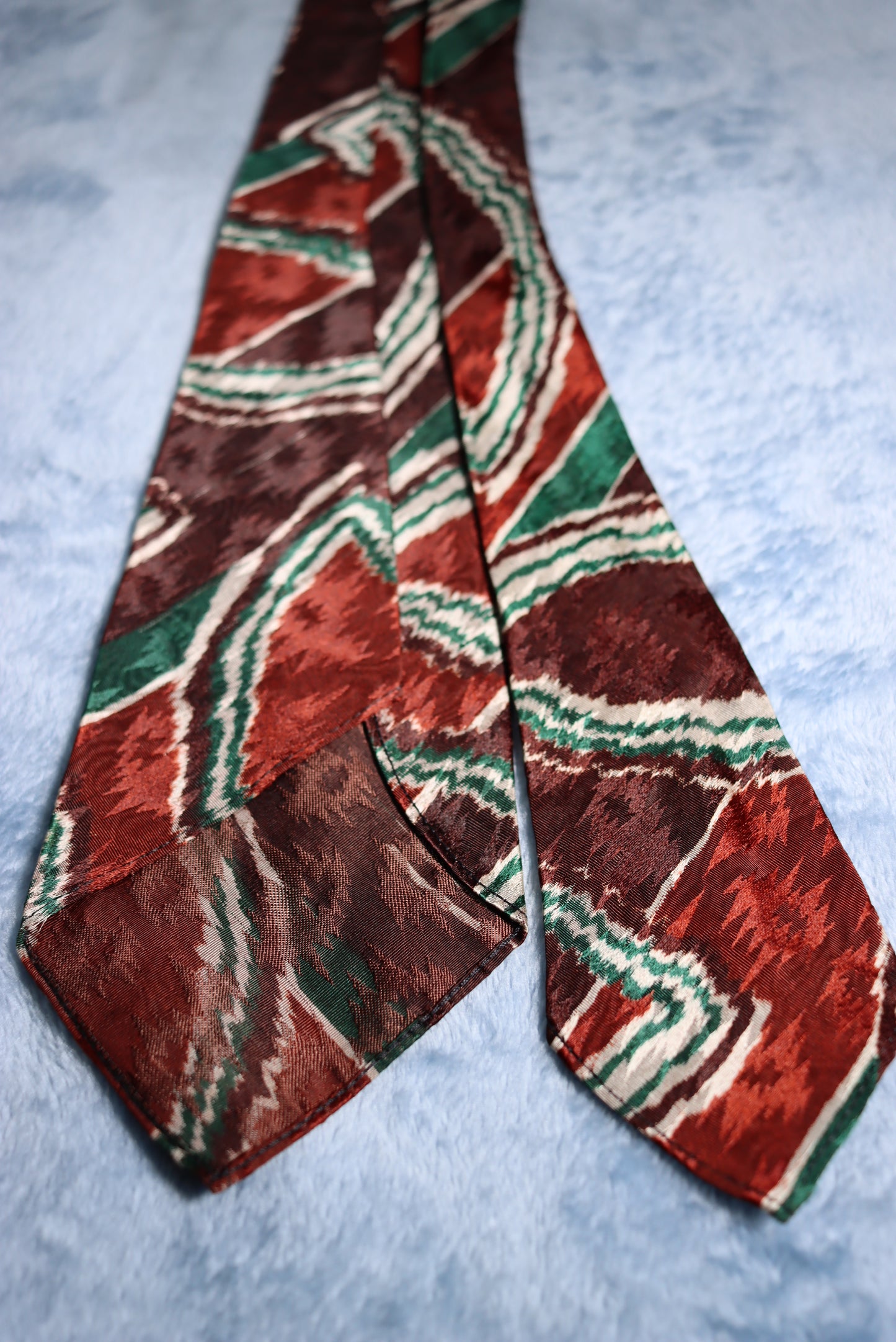 Browns and Greens Jagged Circles Vintage Swing Tie 1940s/50s