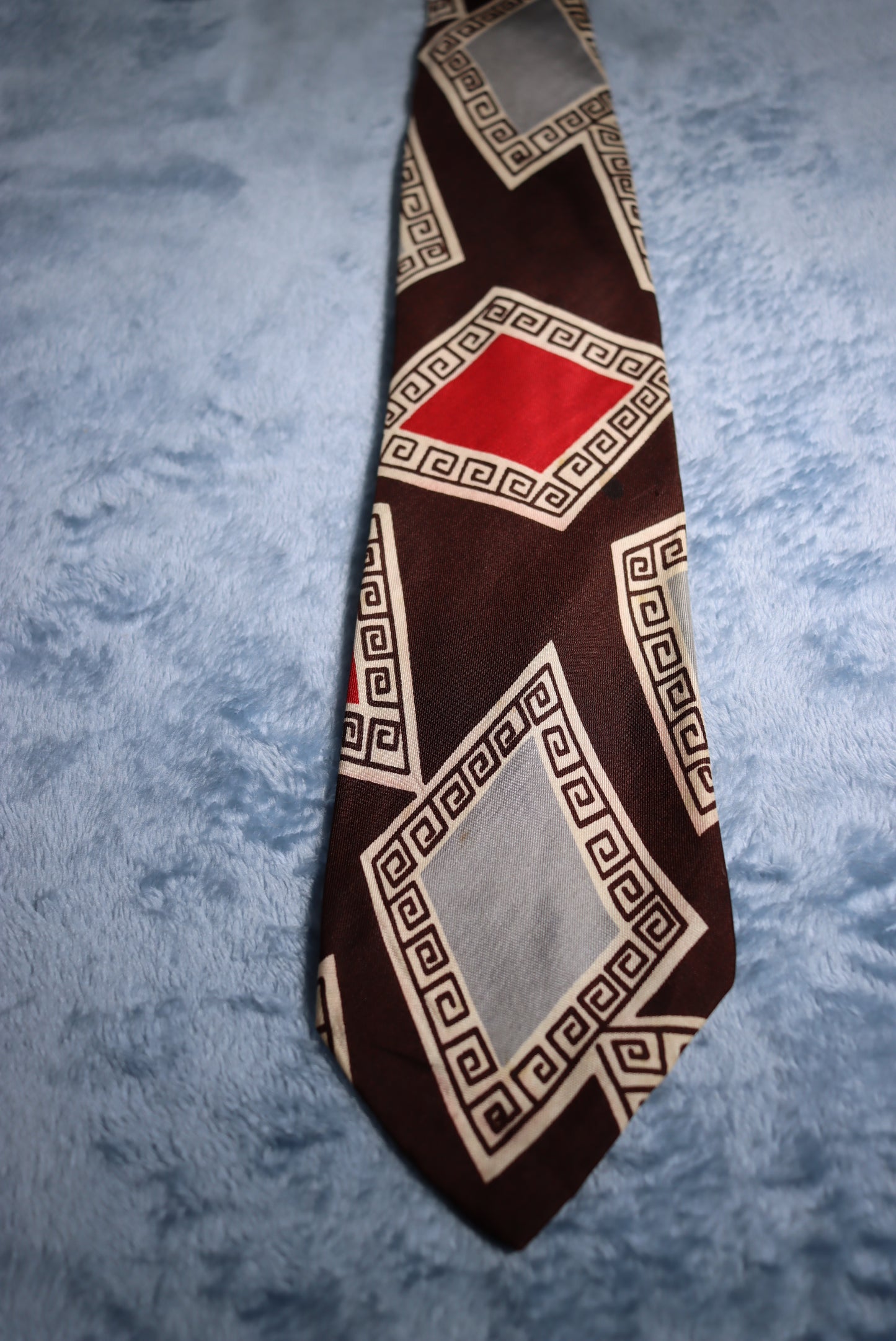 Arrow Brown With Pythagorean Spiral Patches Vintage Swing Tie 1940s/50s