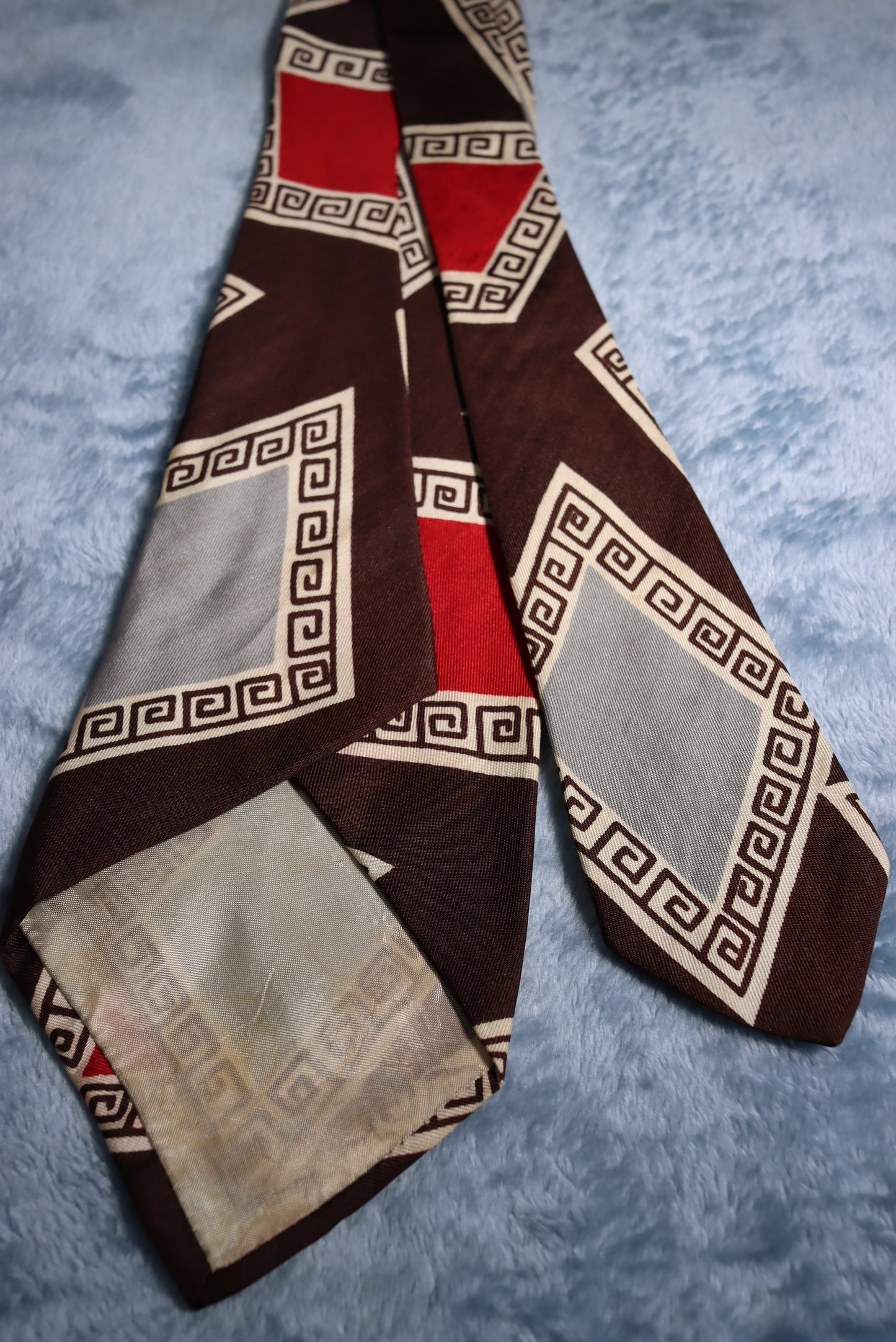 Arrow Brown With Pythagorean Spiral Patches Vintage Swing Tie 1940s/50s