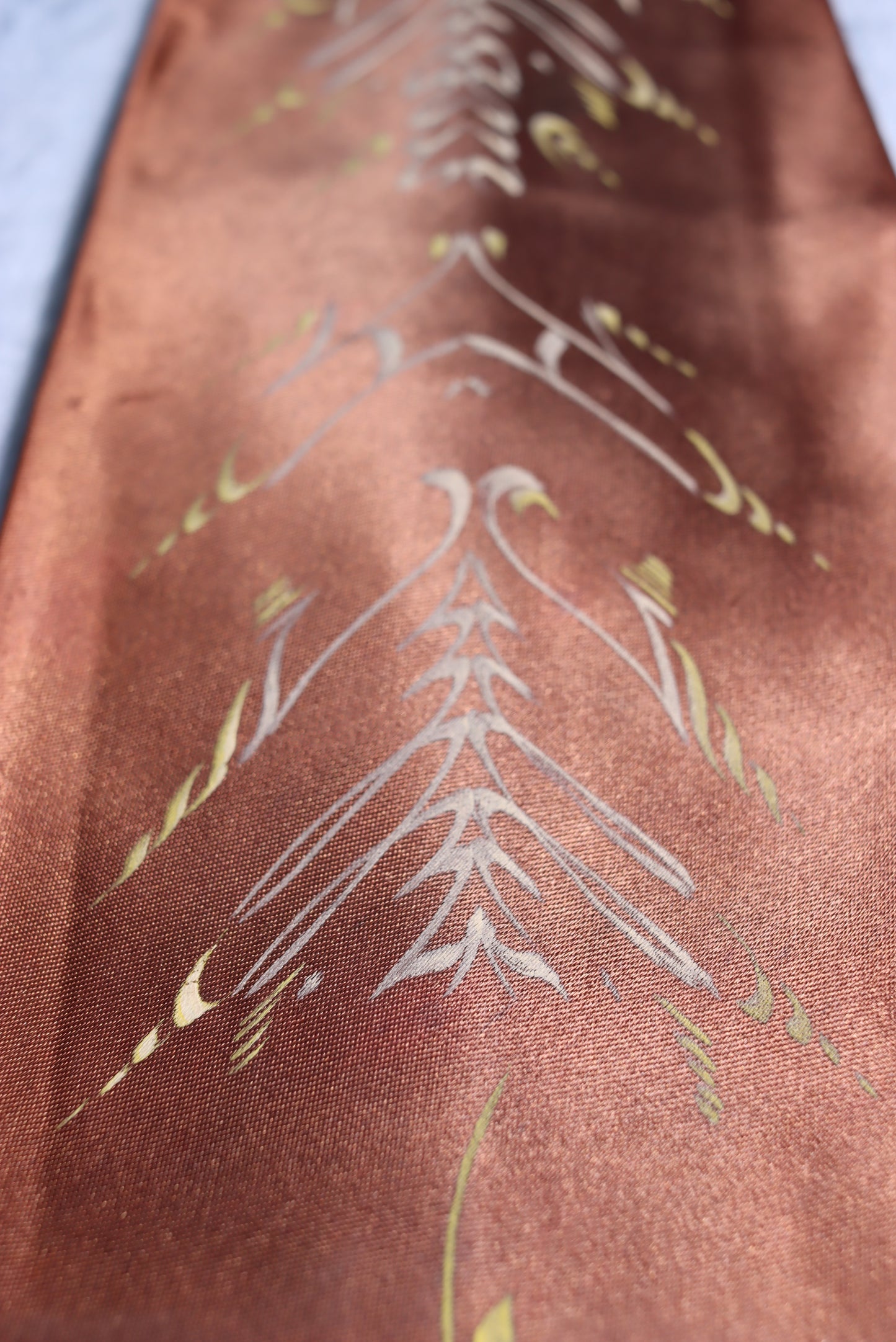Hand Painted Brown Shiny Vintage Swing Tie 1940s/50s