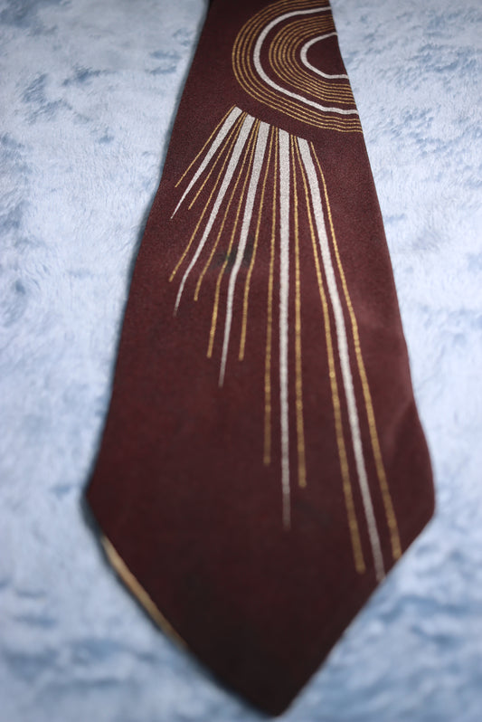 Brown Radiating Beams Vintage Swing Tie 1940s/50s