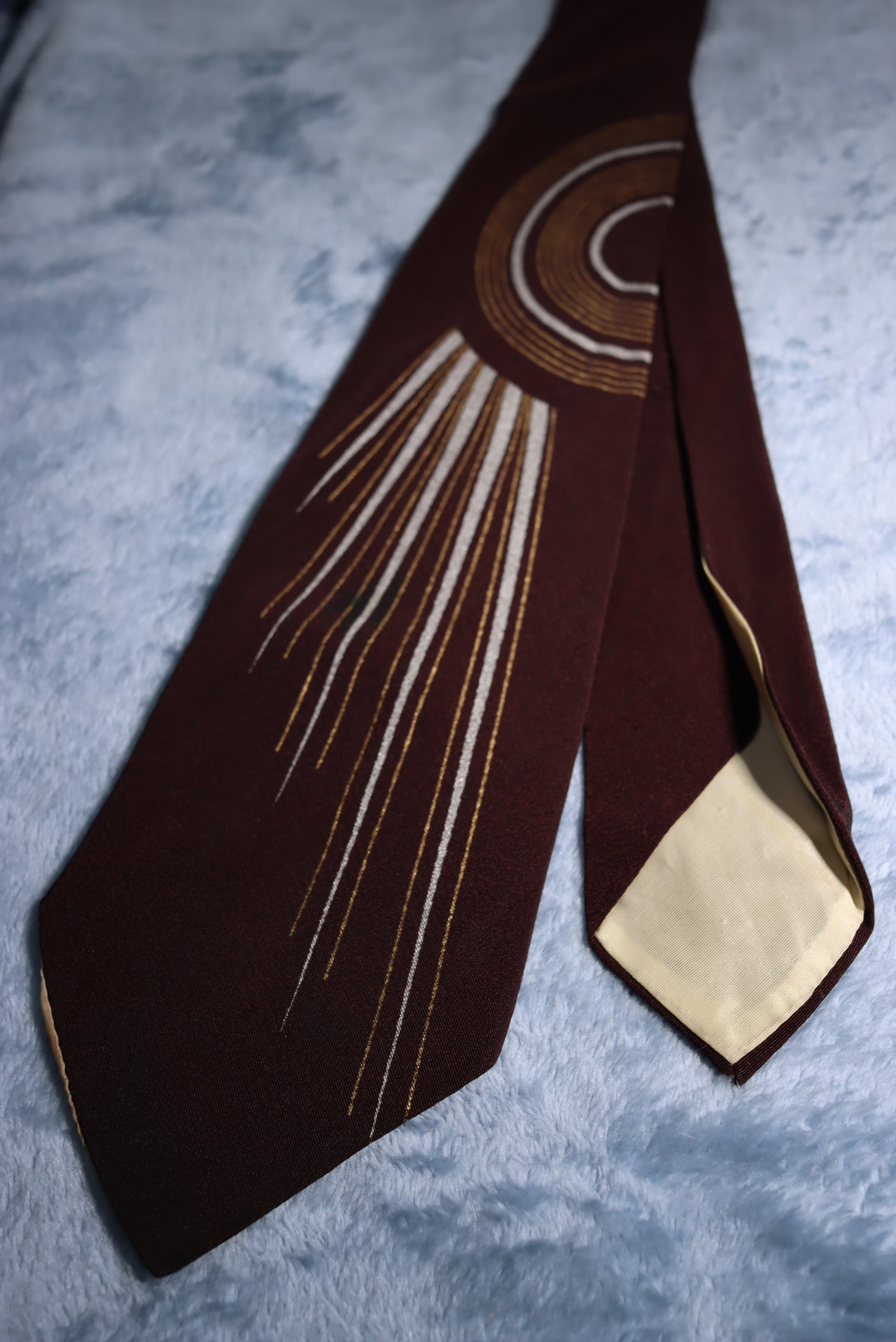 Brown Radiating Beams Vintage Swing Tie 1940s/50s