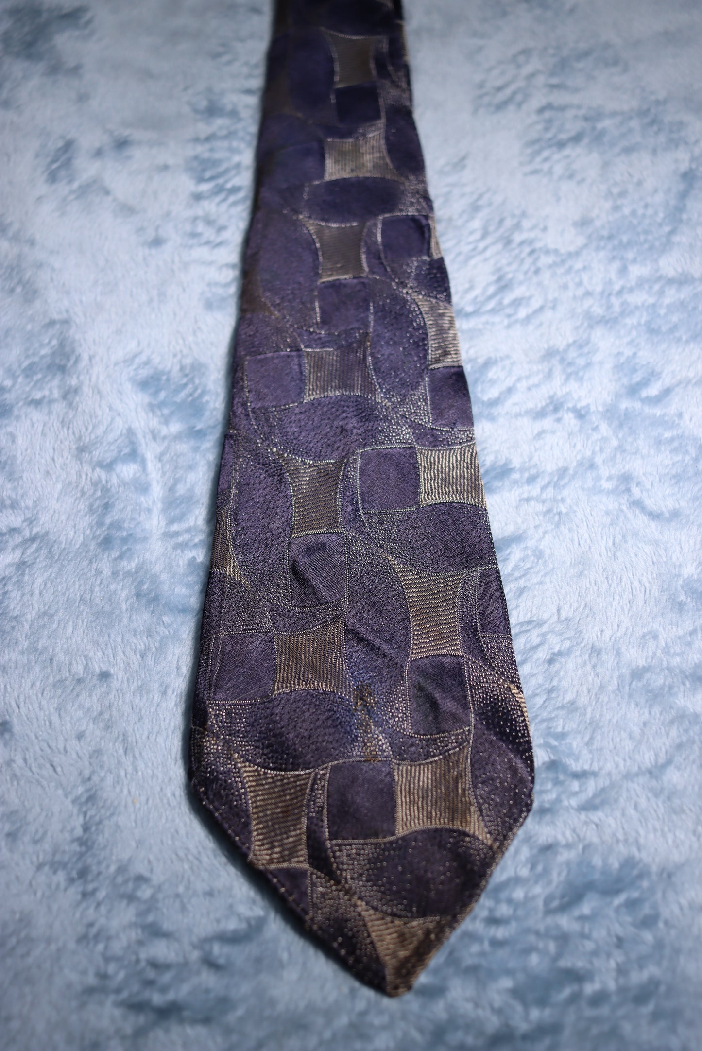 Blue and Silver Woven Vintage Swing Tie 1940s/50s