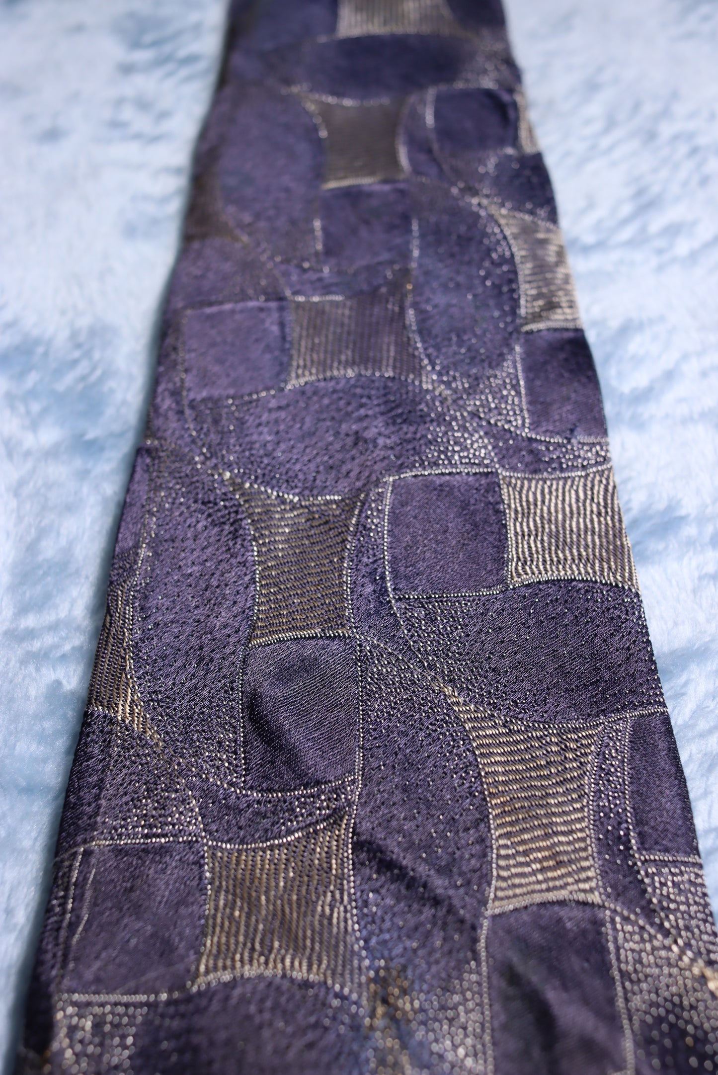 Blue and Silver Woven Vintage Swing Tie 1940s/50s