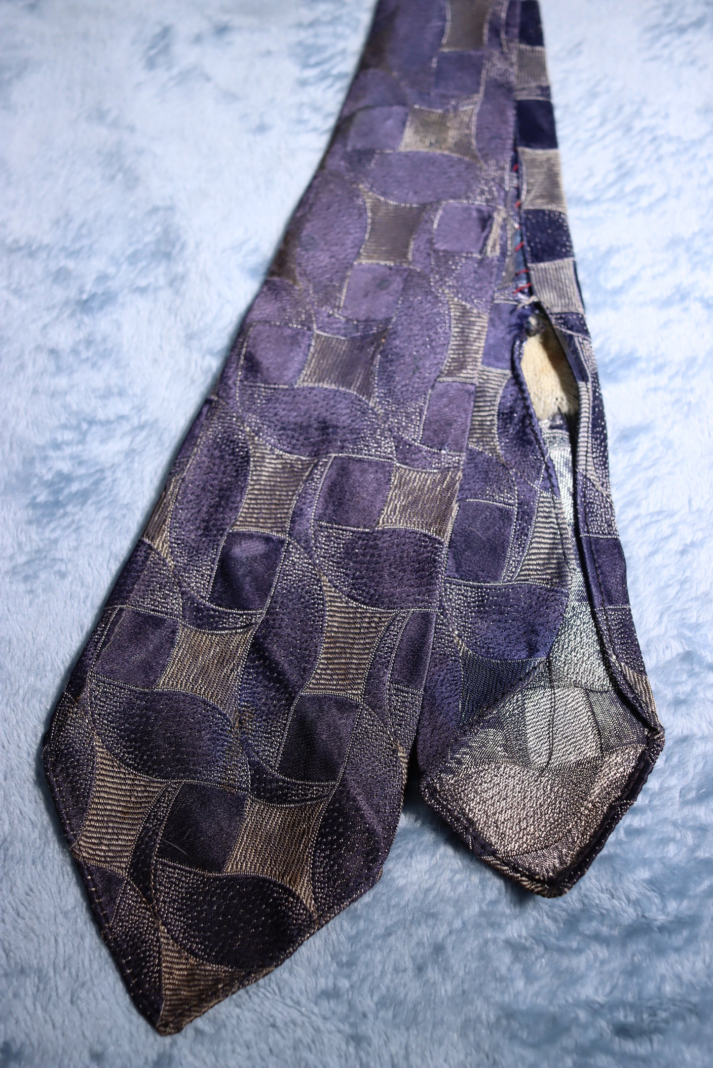 Blue and Silver Woven Vintage Swing Tie 1940s/50s