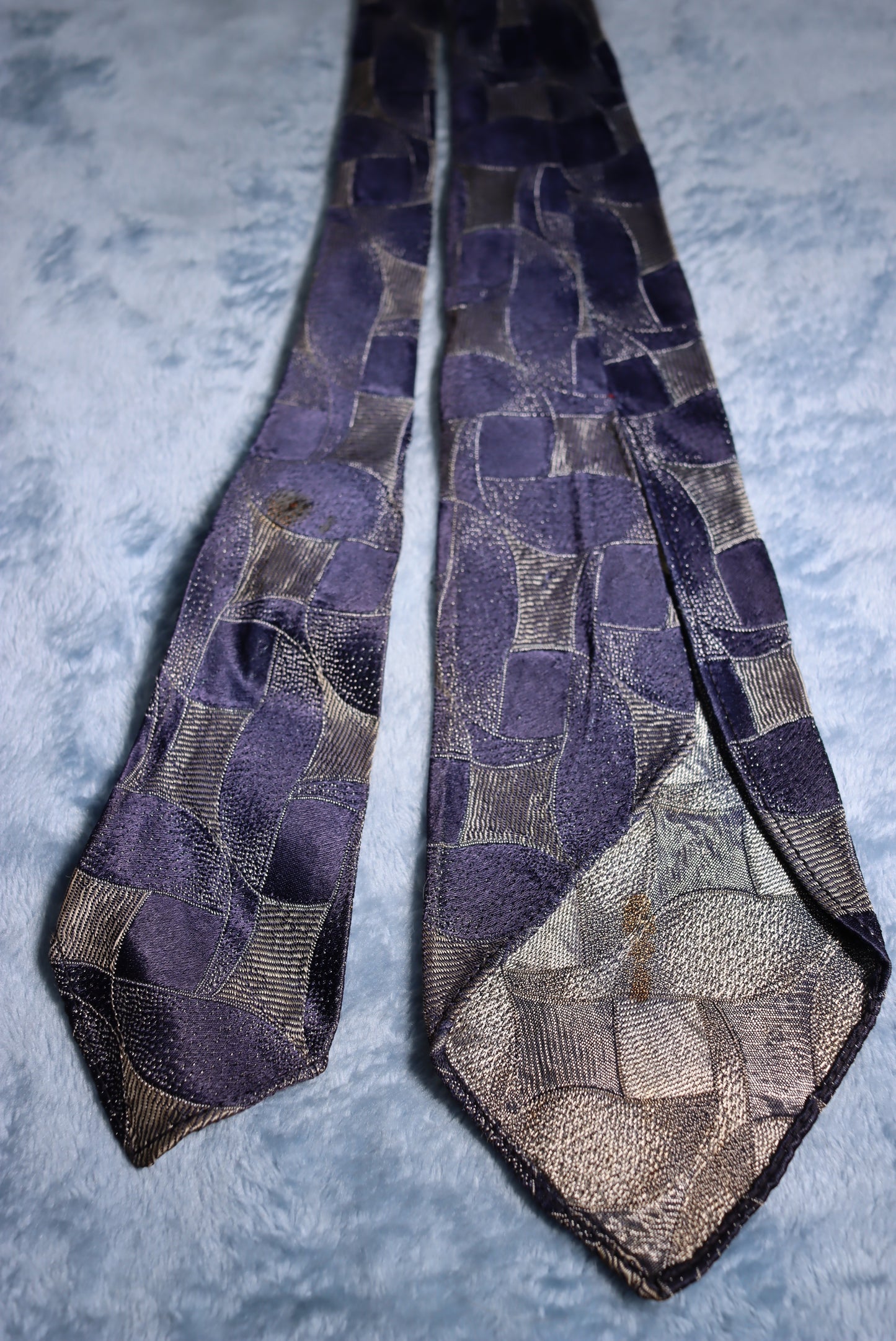 Blue and Silver Woven Vintage Swing Tie 1940s/50s