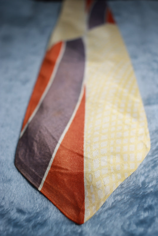 Lemon Tan and Grey Vintage Swing Tie 1940s/50s