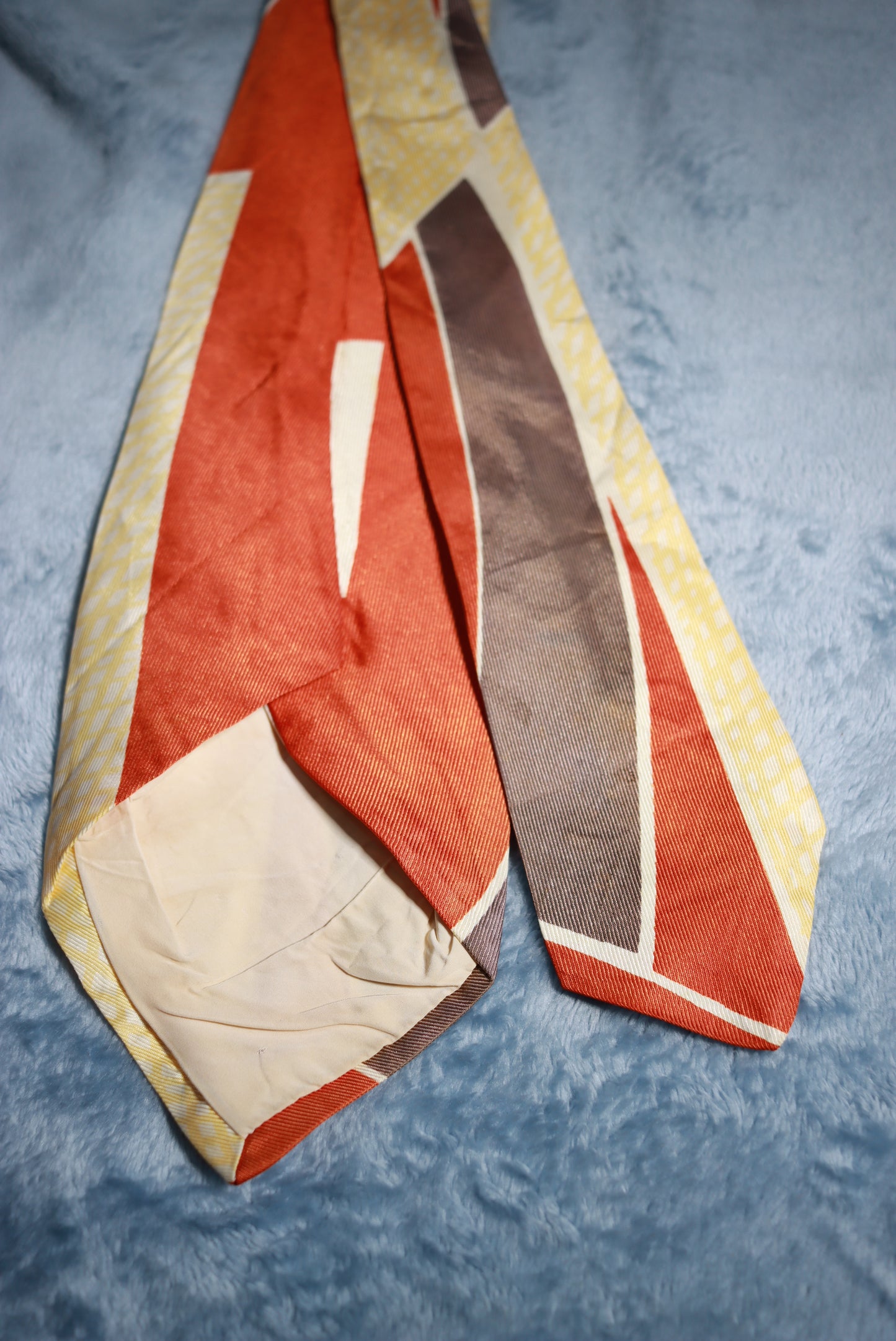 Lemon Tan and Grey Vintage Swing Tie 1940s/50s