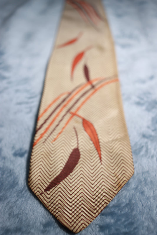 Haband Leaves and Zigzag Vintage Tie 1940s/50s