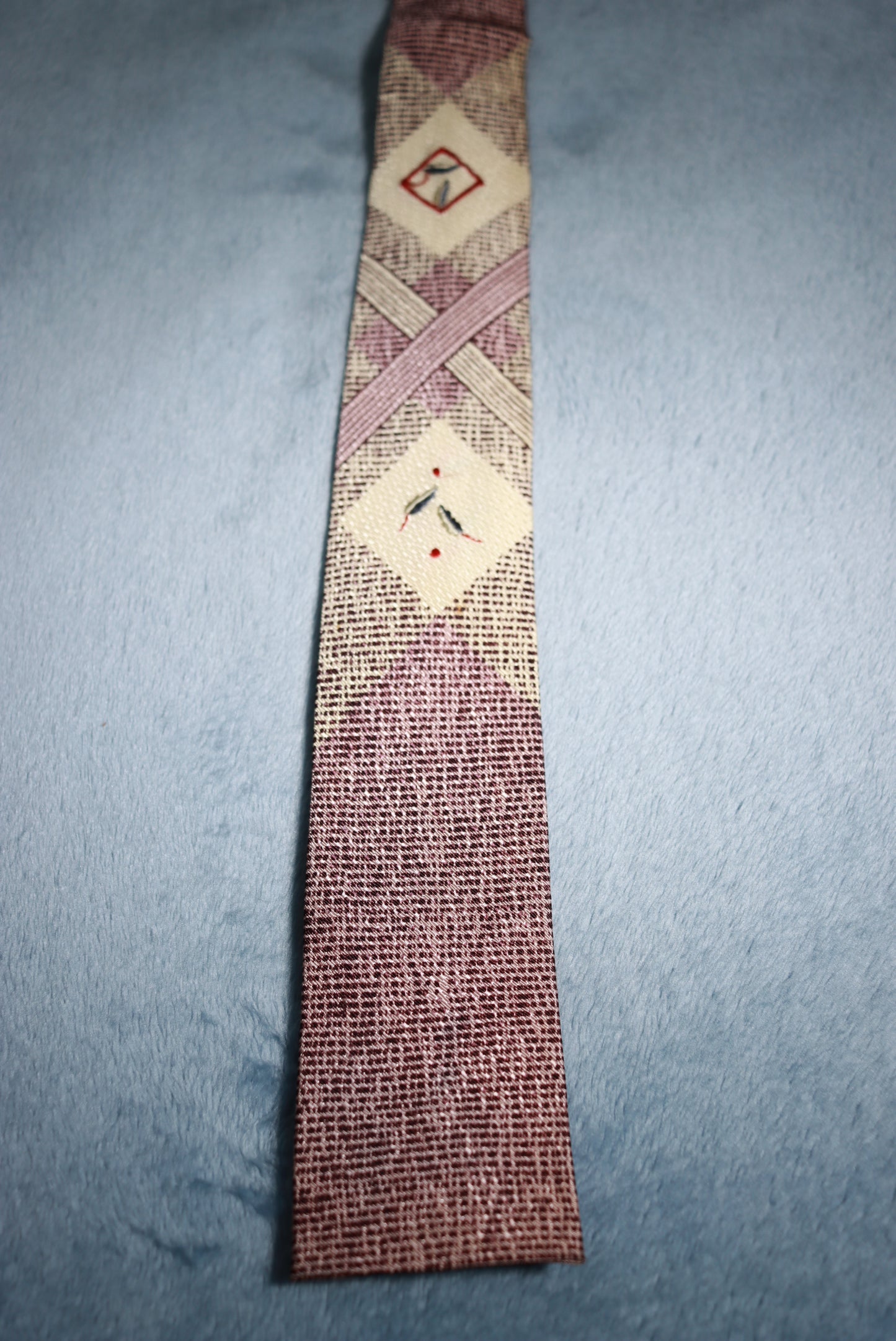 The Pelham Cravat Square End Dusky Pink & Cream Vintage Tie 1940s/50s