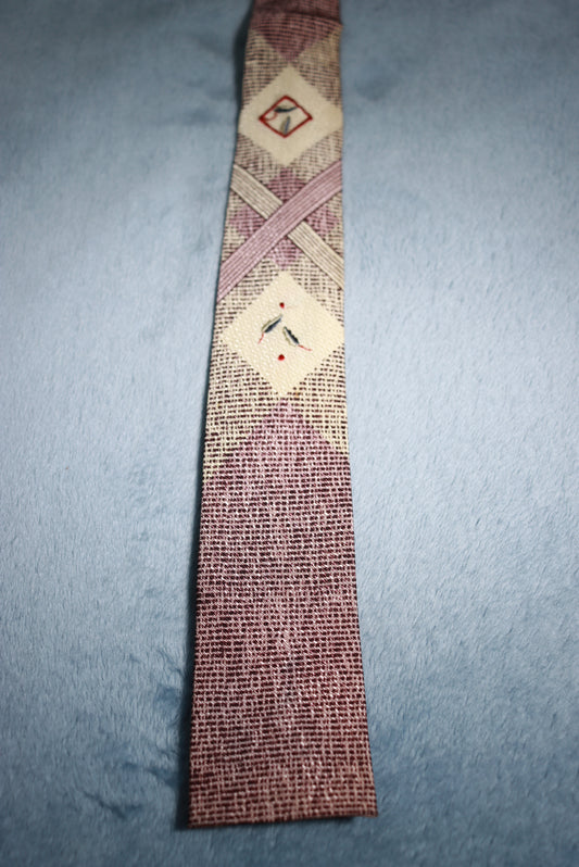 The Pelham Cravat Square End Dusky Pink & Cream Vintage Tie 1940s/50s