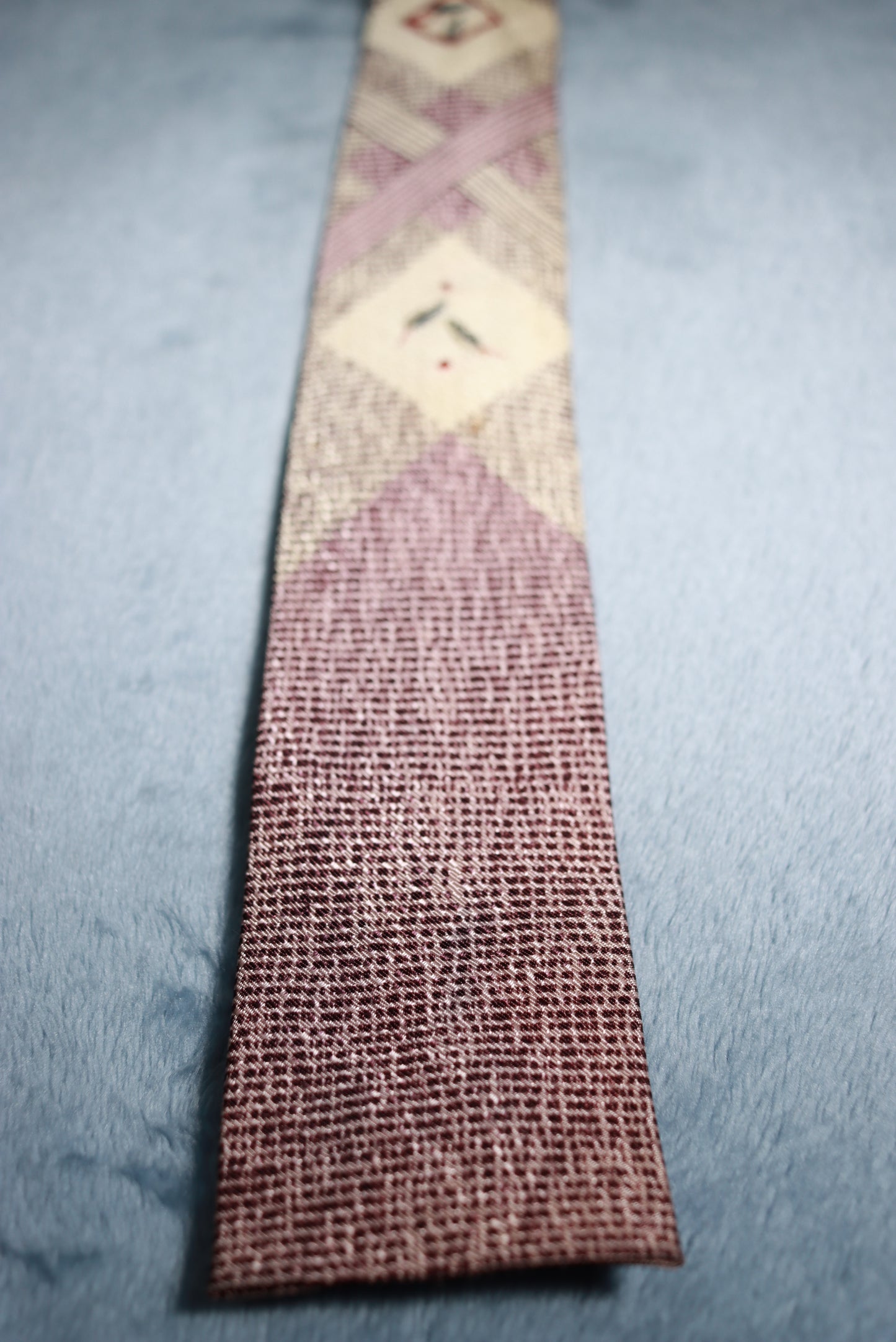 The Pelham Cravat Square End Dusky Pink & Cream Vintage Tie 1940s/50s