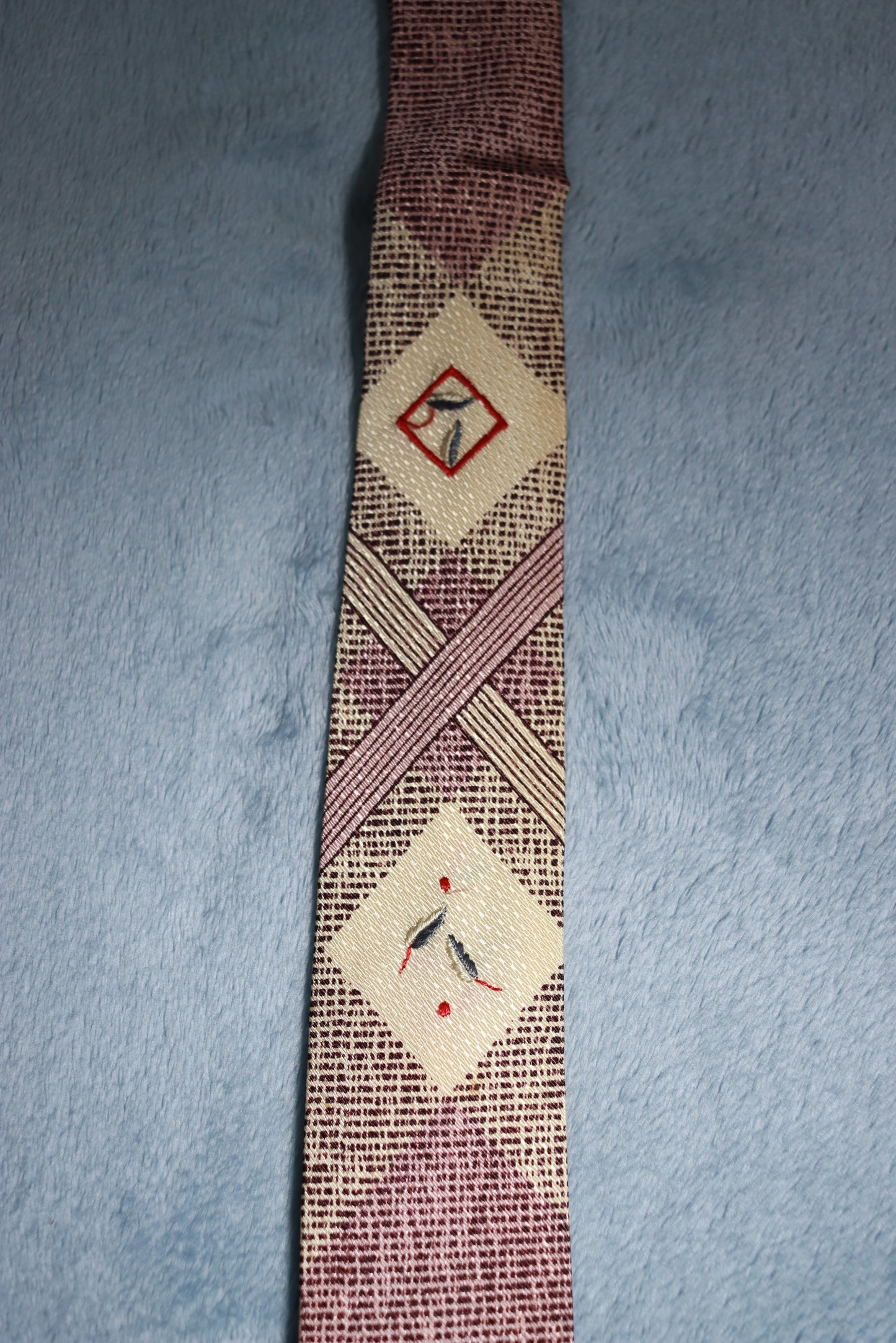 The Pelham Cravat Square End Dusky Pink & Cream Vintage Tie 1940s/50s