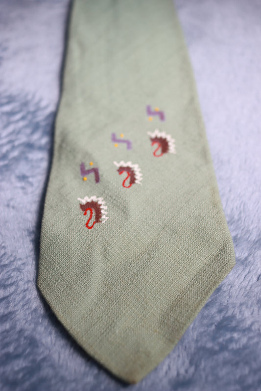 Pelham Cravat Peppermint Green Vintage Tie 1940s/50s