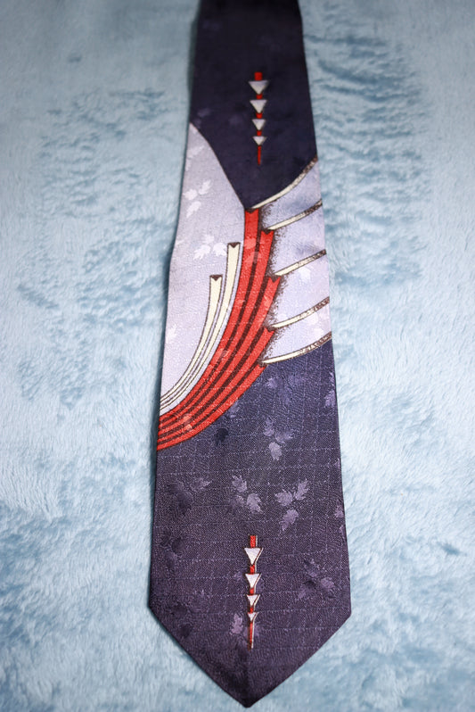 Navy Light Blue Red and White Vintage Tie 1940s/50s