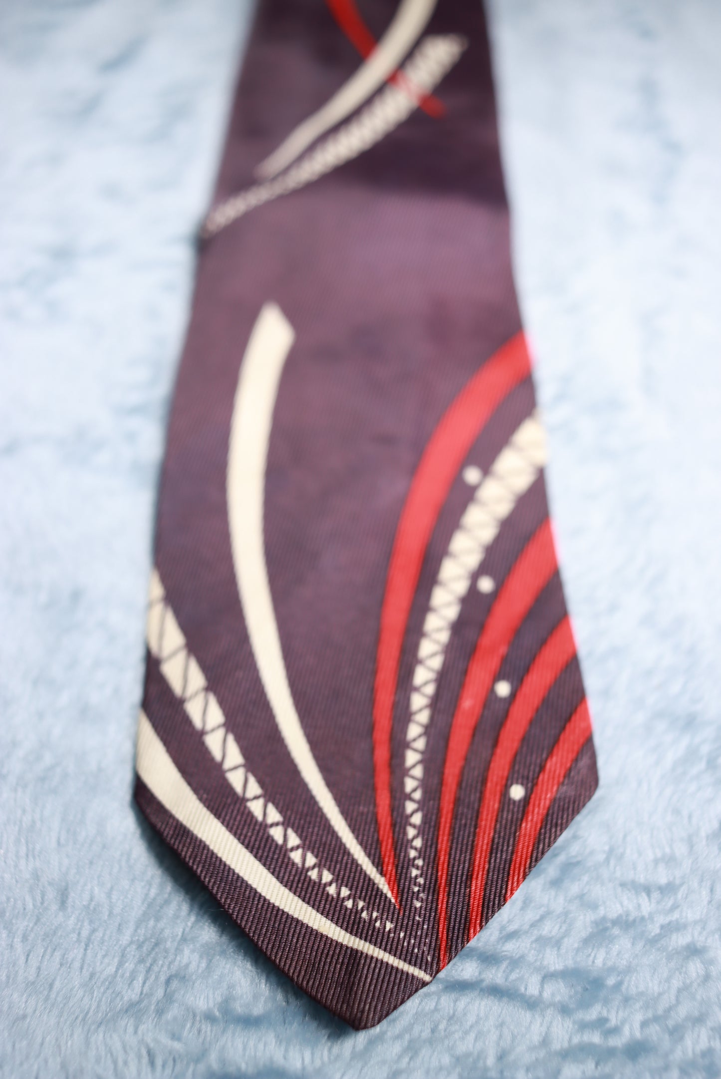 Dark Blue Red & White Strokes Vintage Tie 1940s/50s