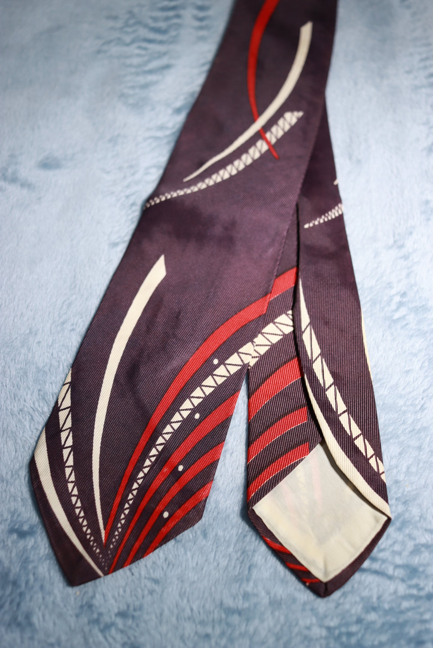 Dark Blue Red & White Strokes Vintage Tie 1940s/50s
