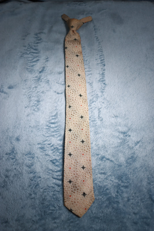 Champagne Stars Jacquard Pre-tied Clip-on Tie 1940s/50s