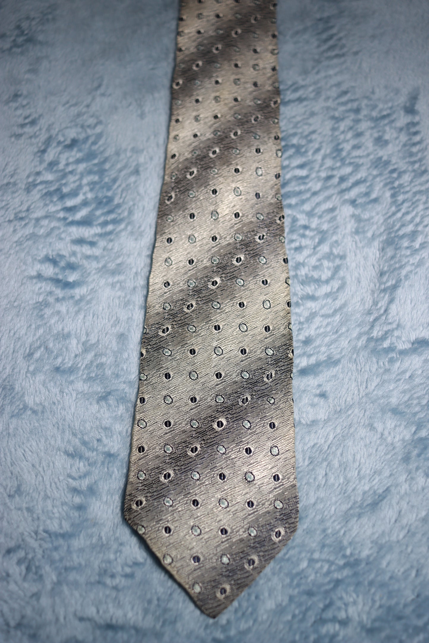 Silver Grey Shaded Stripes and Spots Vintage Tie 1940s/50s