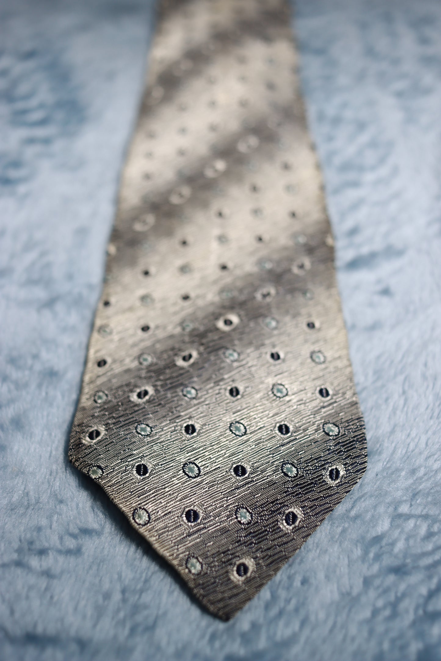 Silver Grey Shaded Stripes and Spots Vintage Tie 1940s/50s