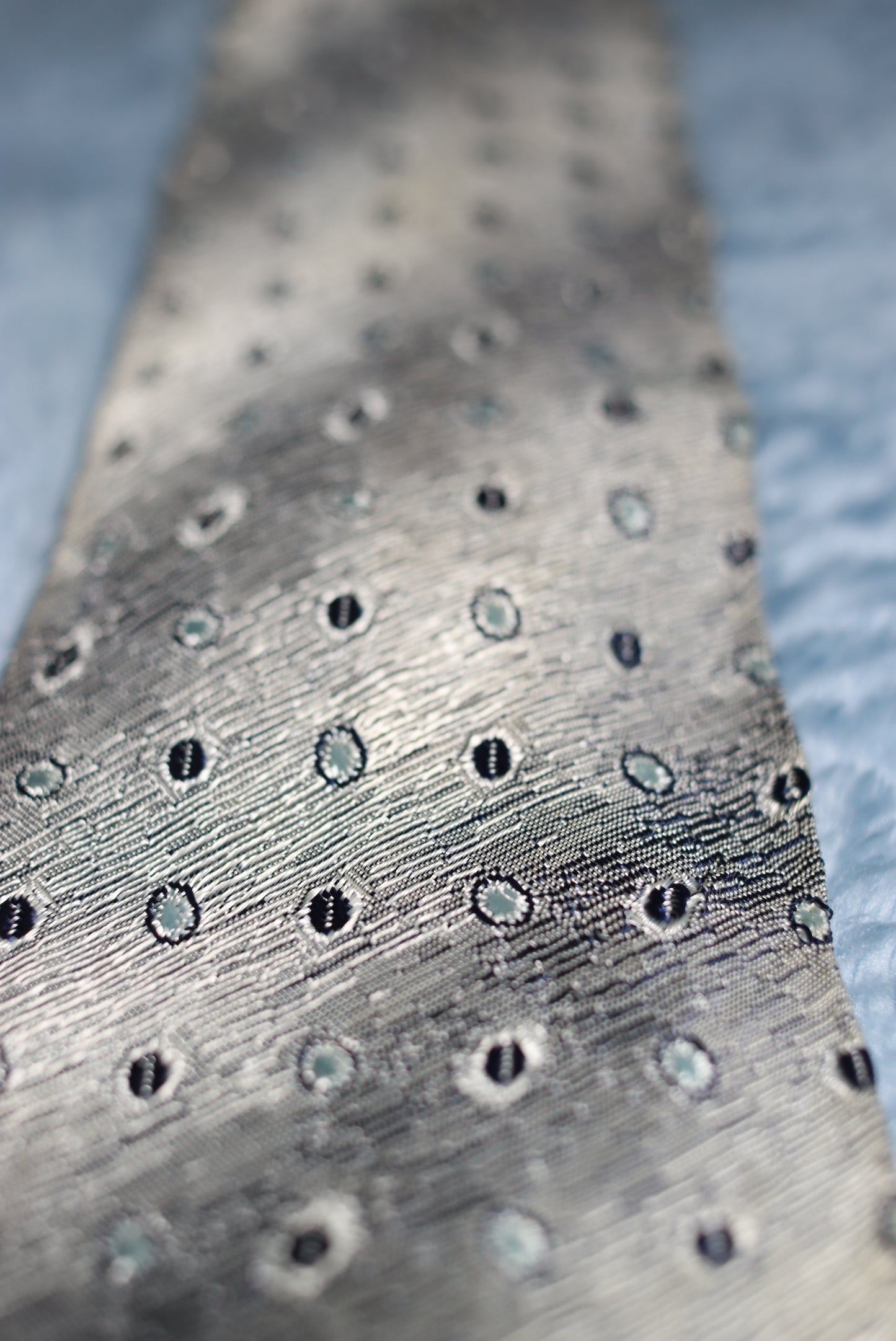 Silver Grey Shaded Stripes and Spots Vintage Tie 1940s/50s