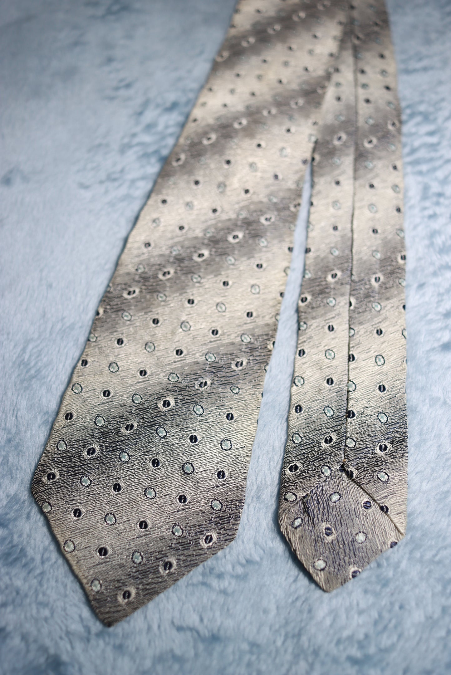 Silver Grey Shaded Stripes and Spots Vintage Tie 1940s/50s