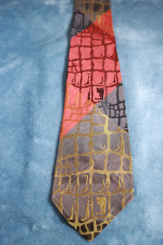 Wembley Crocodile Skin Pattern Multi-coloured Vintage Tie 1940s/50s