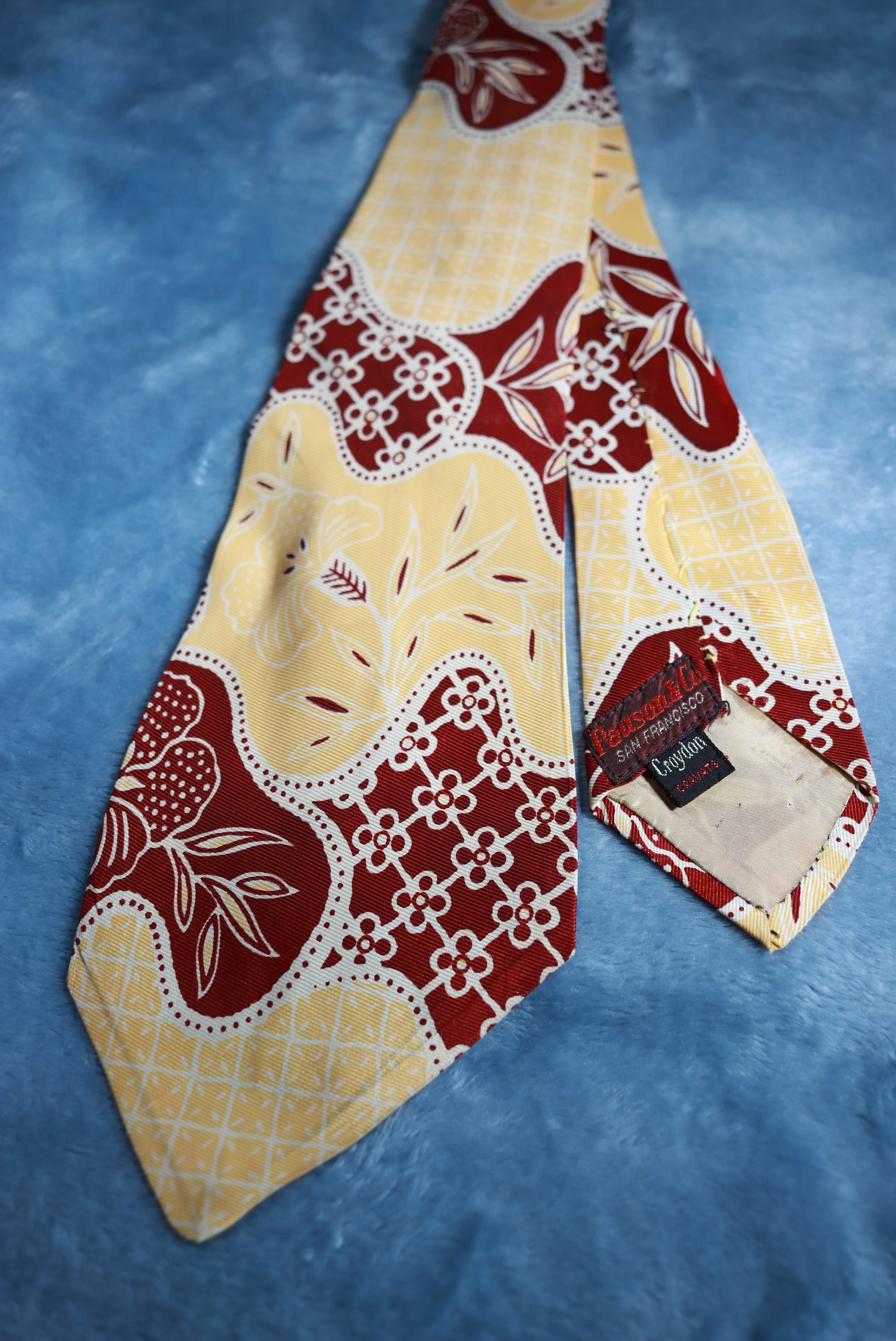 Vintage Croydon Cravat Burgundy and Custard Swing Tie 1940s/50s