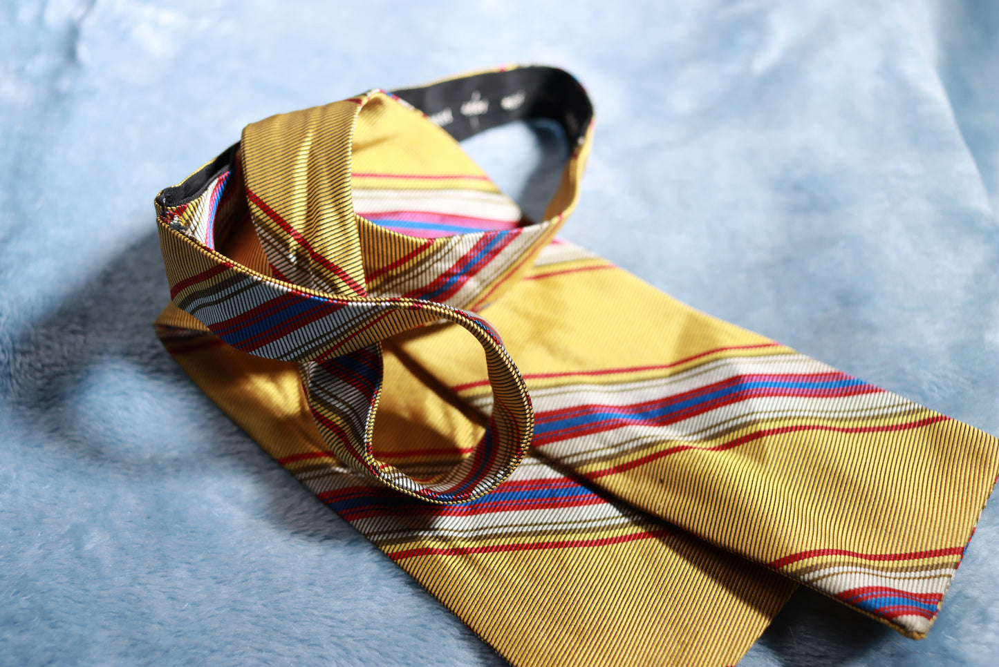 Vintage Broad Paddle Gold Striped Bow Tie