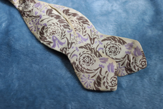 Vintage Bronzini Thistle Cream Pattern Bow Tie