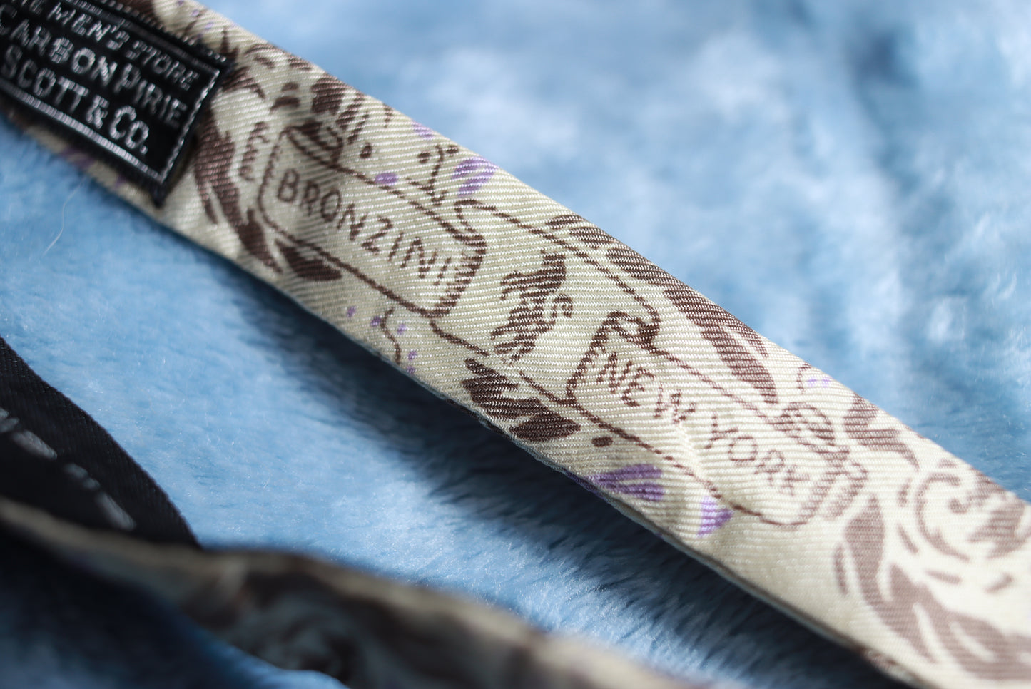 Vintage Bronzini Thistle Cream Pattern Bow Tie