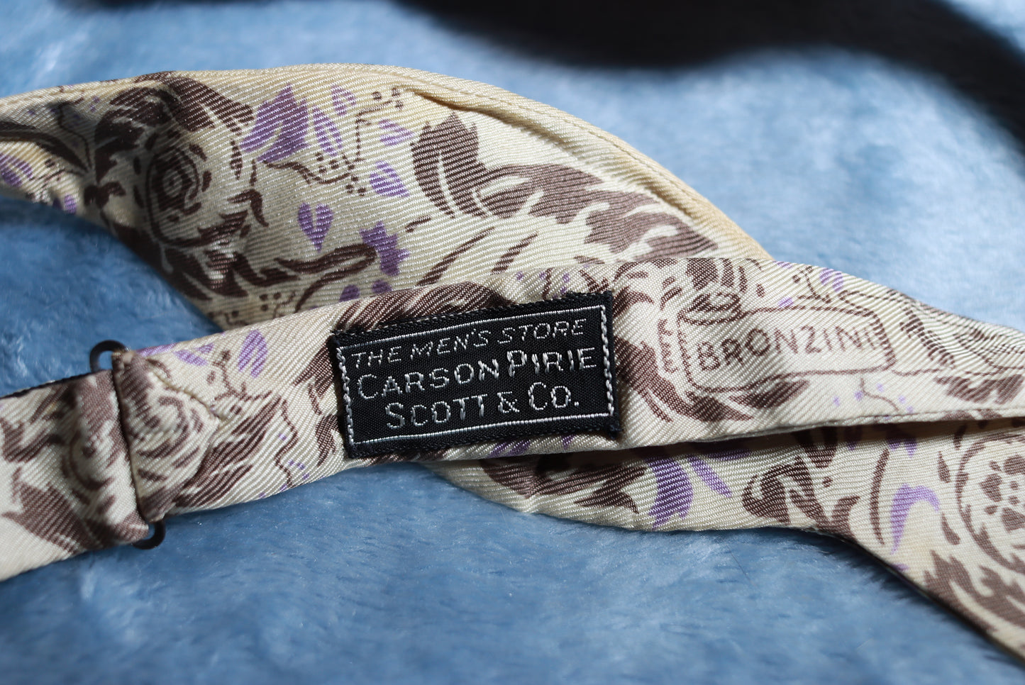 Vintage Bronzini Thistle Cream Pattern Bow Tie