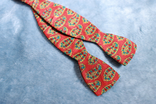 Vintage Narrow Thistle Liberty Red Paisley Bow Tie